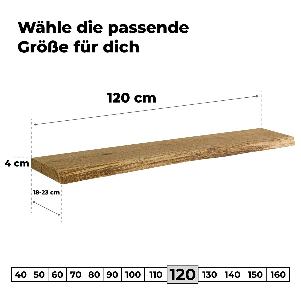 tømmermann Wandregal Schweberegal Holzregal mit Baumkante - Hängeregal aus günstig online kaufen