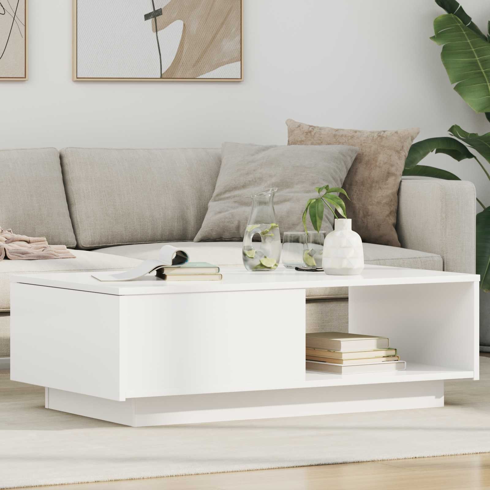 vidaXL Couchtisch Couchtisch Weiß 95 x 55 x 31 cm Holzwerkstoff (1-St)