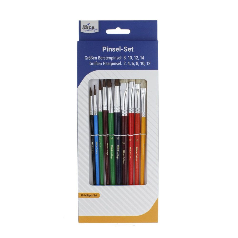 MICA Pinsel Pinselset - 4 Borstenpinsel - 6 Haarpinsel