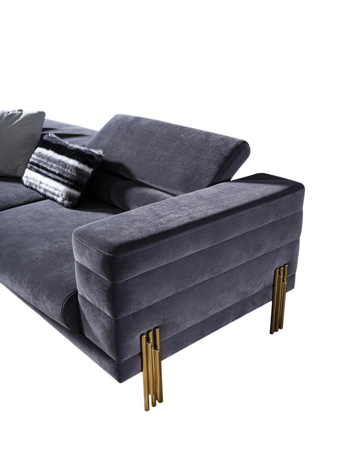 Luxus Modern JVmoebel Sofa Sofagarnitur Stoff Made 2 Sofa Set, Teile, Modern Sitzer in 3 Sessel Europa Grau
