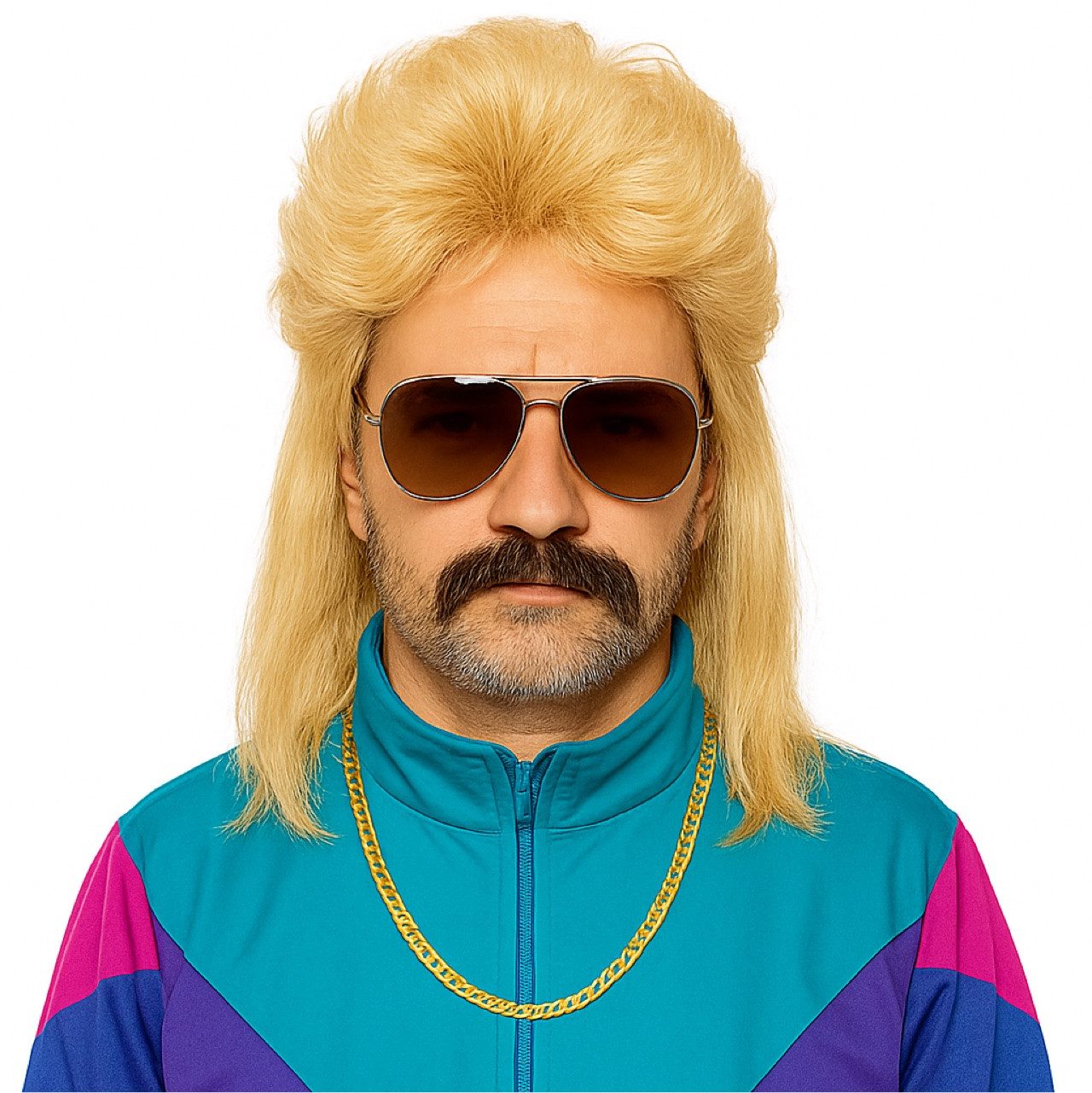 TK Gruppe Kostüm Vokuhila Perücke – 80er-Jahre Kultperücke für Fasching & Karneval