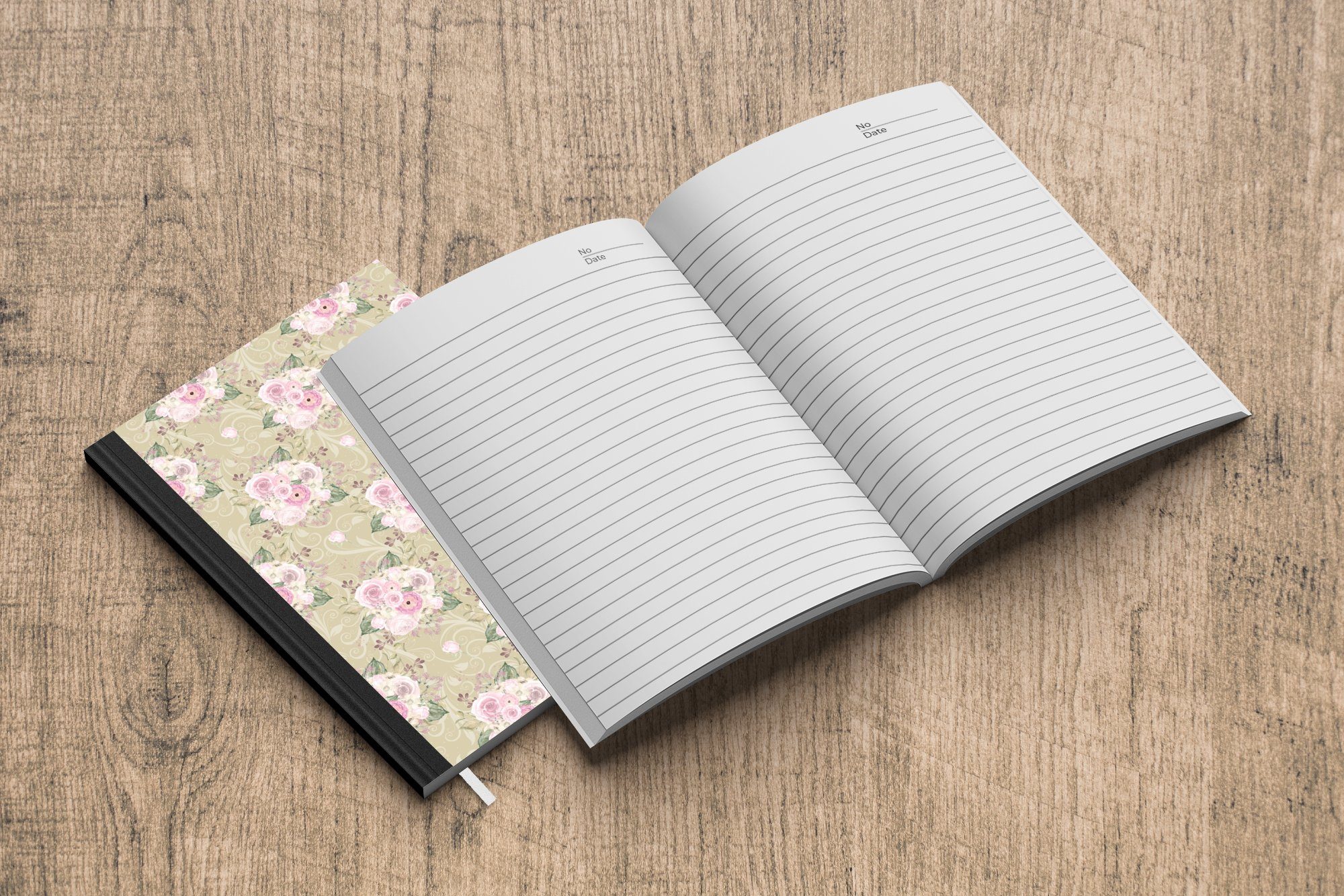 MuchoWow Seiten, Notizheft, Journal, - Rose A5, Merkzettel, - 98 Tagebuch, Blumen, Muster Notizbuch Haushaltsbuch