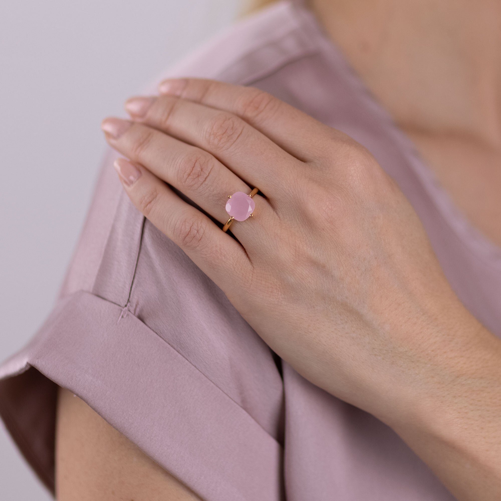 Fingerring chalcedon, Chalcedon Ring AILORIA ÉGLANTINE rosa Rosa ring