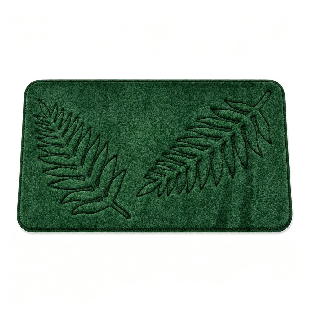Diwzbyn Badematte Badematte aus Memory-Schaum, rutschfest, saugstark,Blättermotiv, Höhe 40 mm