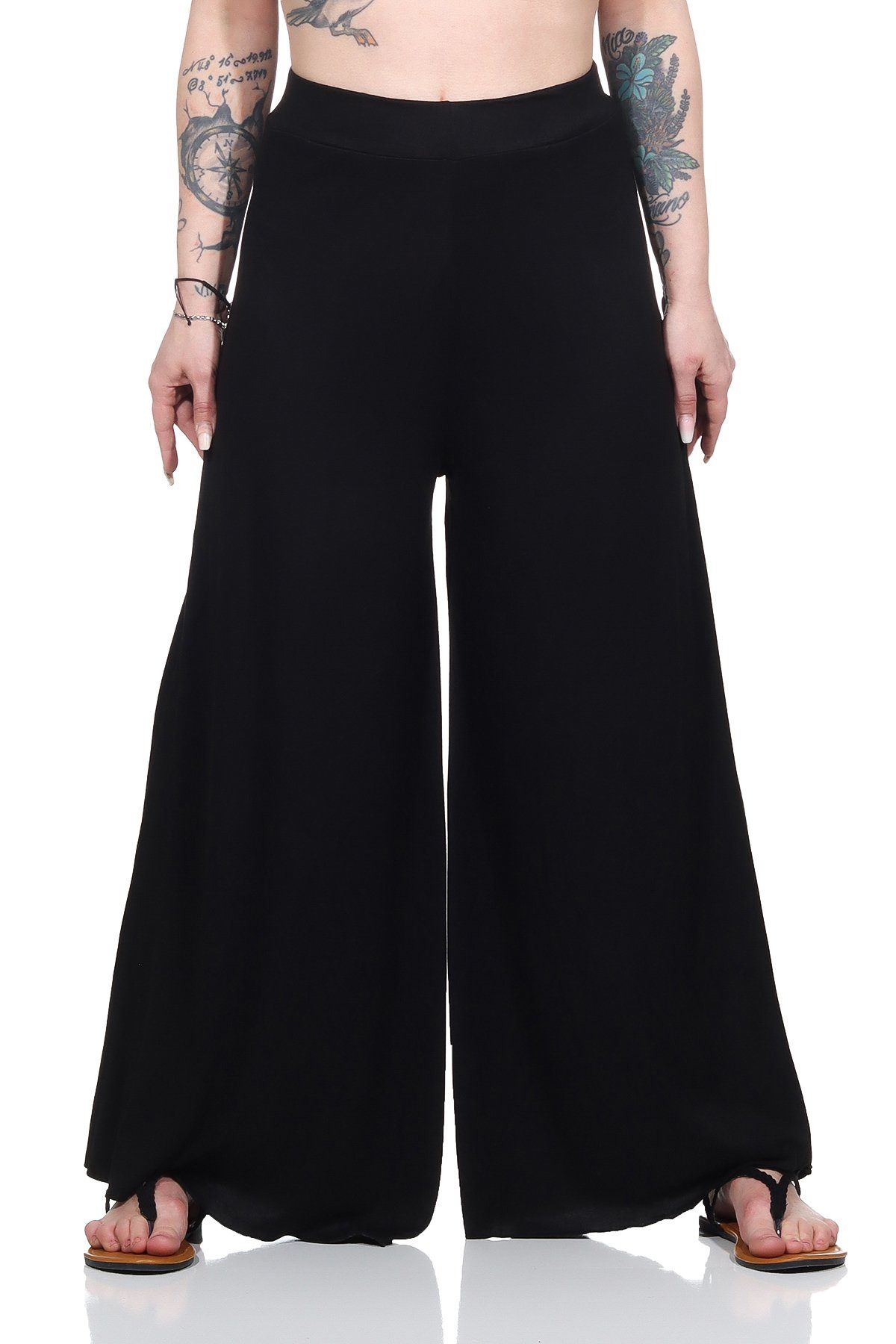 Aurela Damenmode Palazzohose Damen Culotte mit weitem Bein sommerlicher Hosenrock mit besonders weitem Bein für ein luftiges Tragegefühl, Größe 38-42