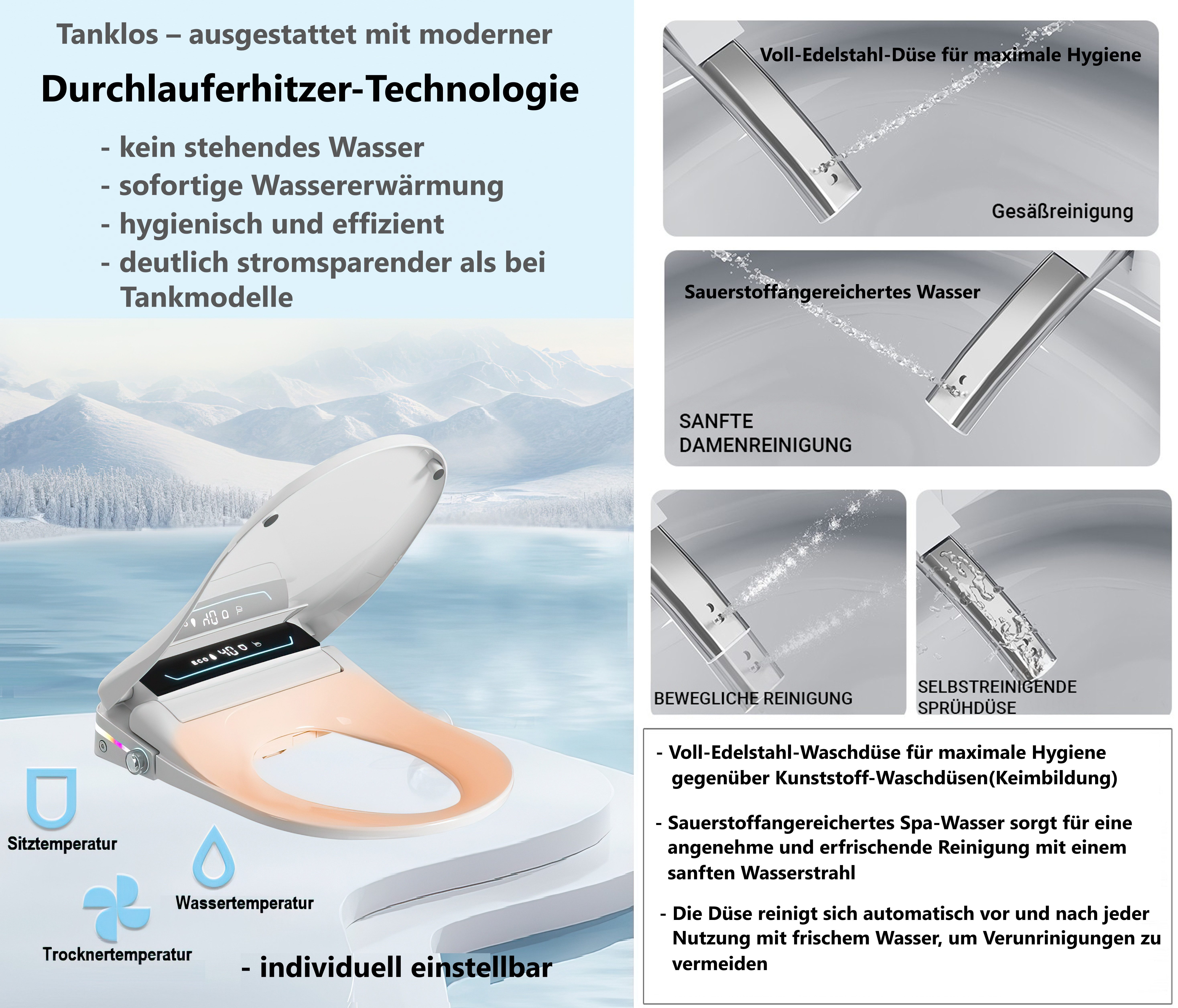 LEEVENTUS Dusch-WC-Sitz Leeventus MYN01 mit Fernbedienung – Bild 4 von 5