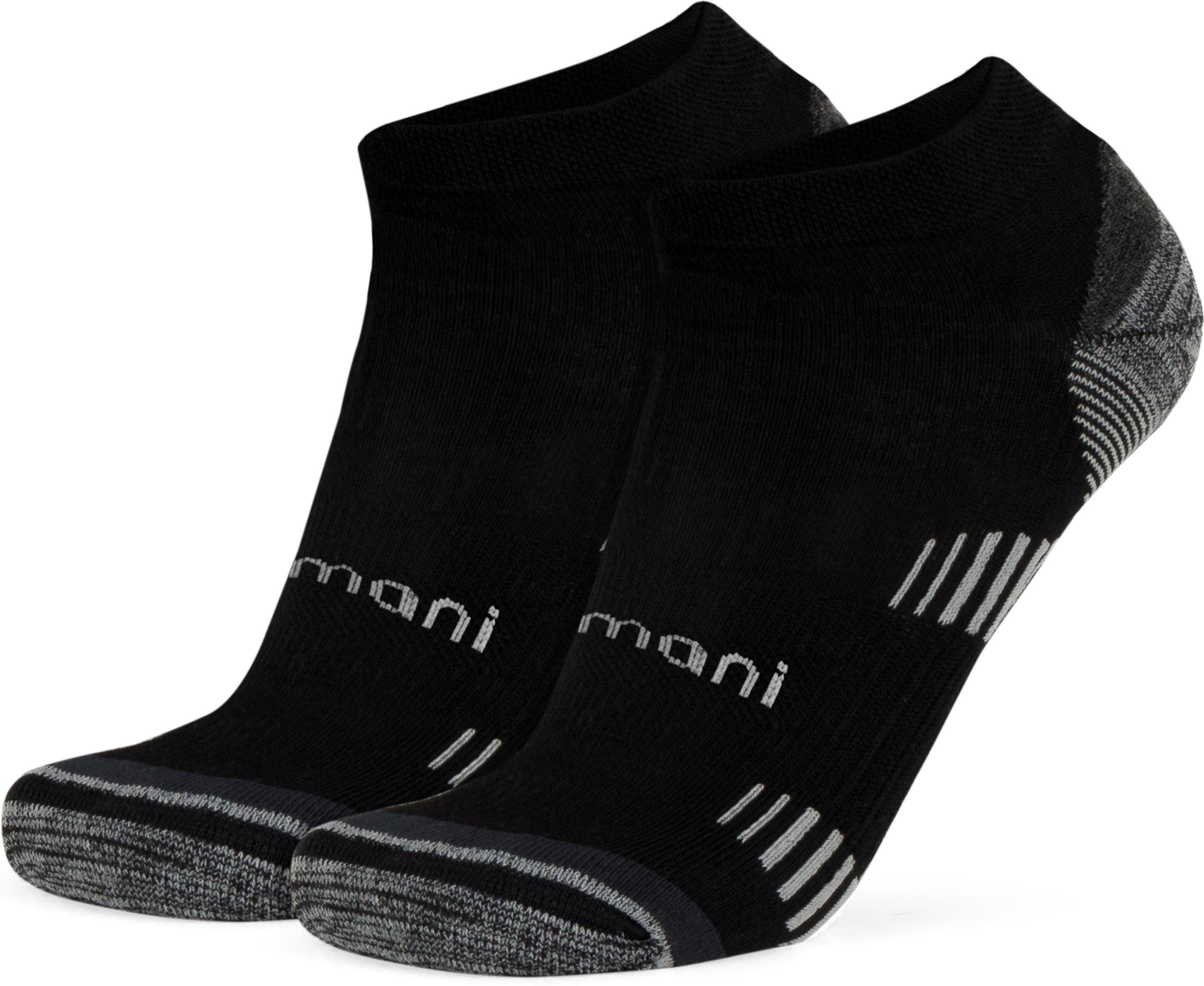 Merinowolle 2 Frotteesohle Merino Trekking Sneaker-Socken (2 Schwarz Sneakersocken Paar) hochwertige mit normani