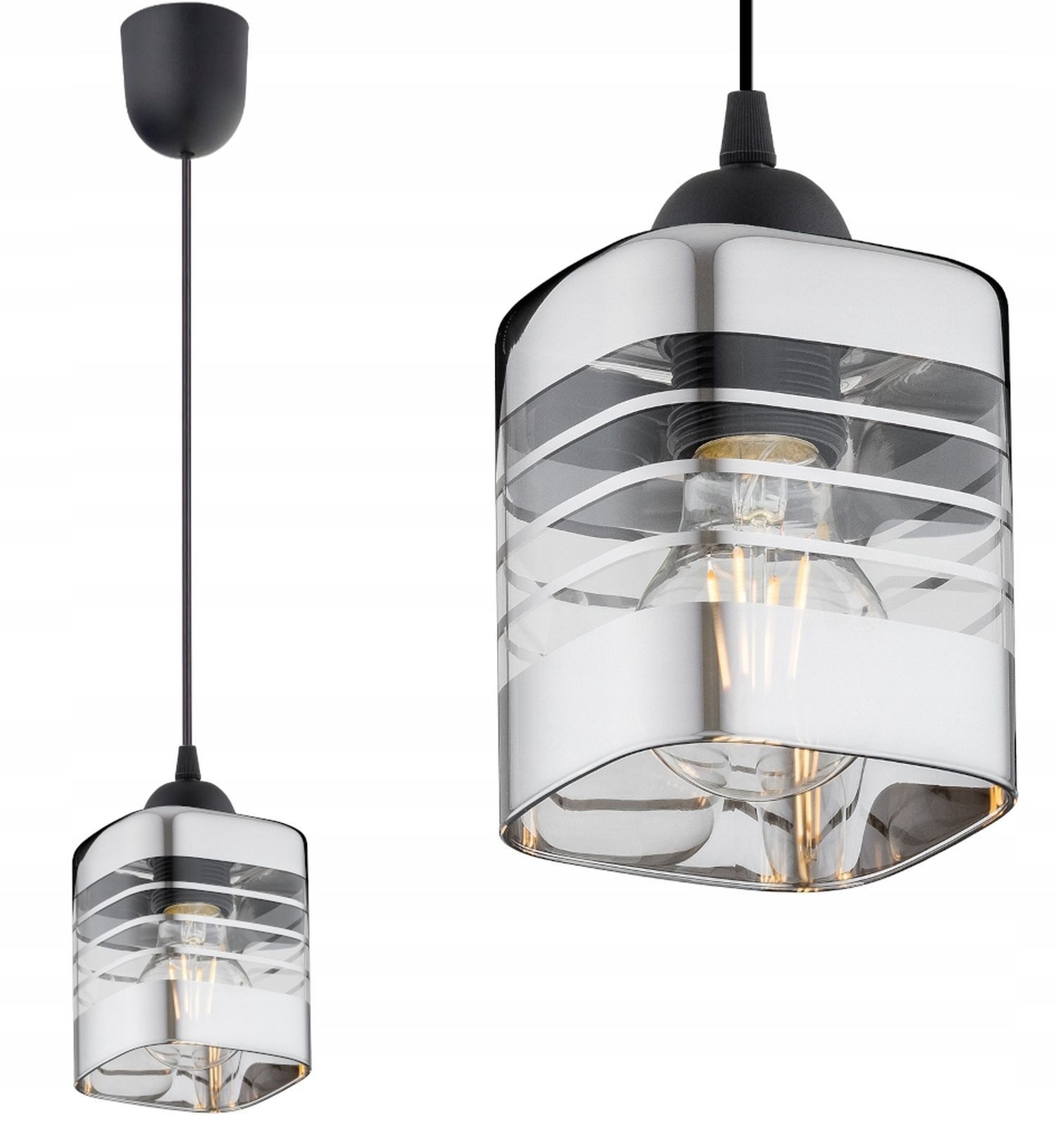 Licht-Erlebnisse Pendelleuchte MILAN, ohne Leuchtmittel, E27 B: 10 cm H: max. 80 cm eckig Modern