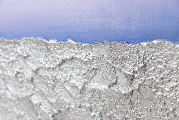 YS-Art Gemälde Silberfunkel, Abstrakte Bilder, Abstraktes auf Leinwand Bild Handgemalt Hell Blau Silber