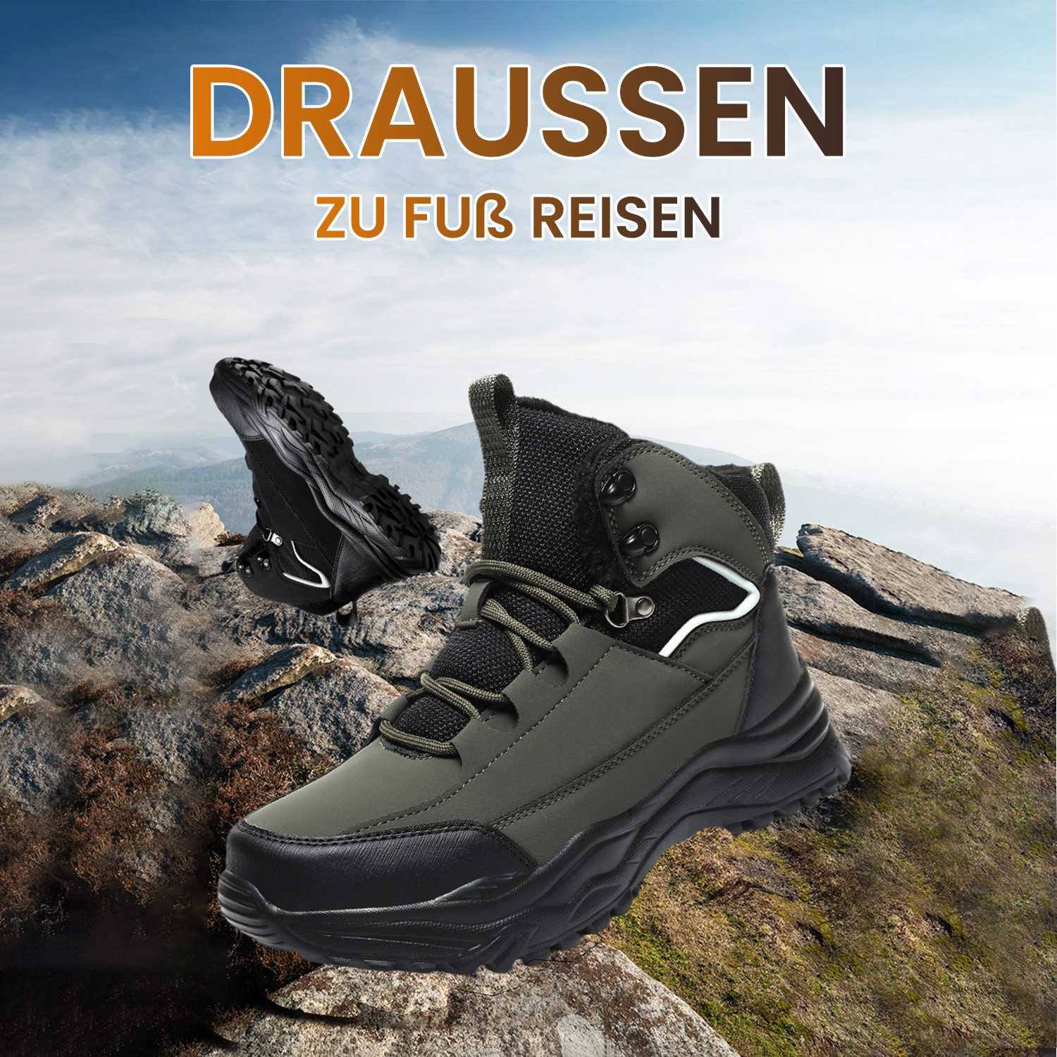 Refttenw Herren Schneestiefel,Warm Gefüttert, Rutschfest, Wasserabweisend W günstig online kaufen