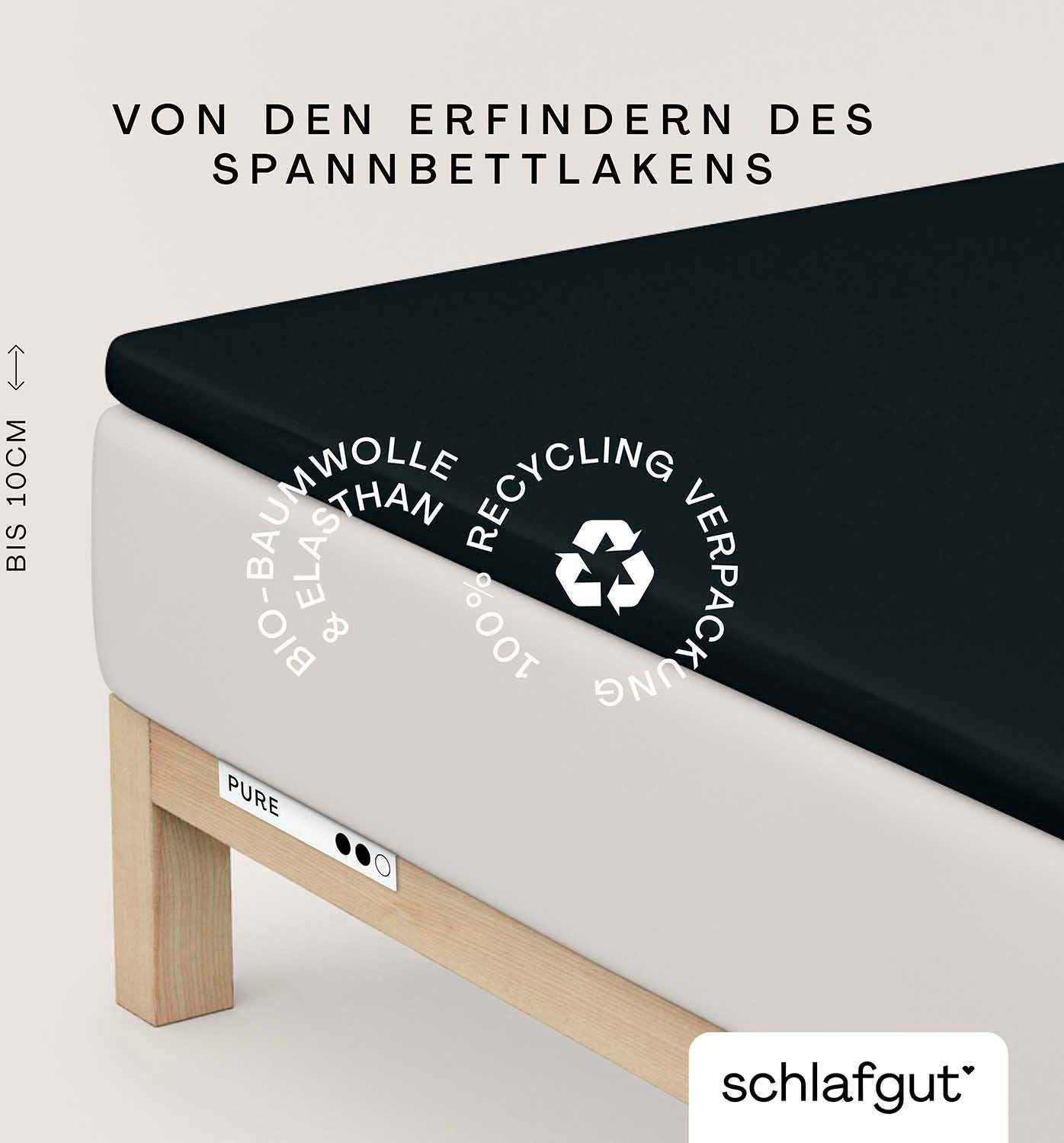 Schlafgut Spannbettlaken PURE TOPPER Bio-Baumwolle mit Elasthan 170 g/m² für Topper bis 10 cm, Jersey-Elasthan, Gummizug: rundum, (1 Stück), PREMIUM Laken für Matratzen bis 10 cm Höhe, dehnbar, blickdicht