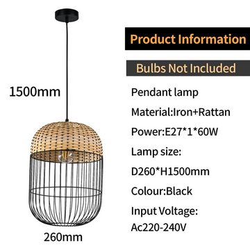 LQWELL Pendelleuchte E27 Hängelampe Schwarz, Retro Pendellampe, Hängeleuchte Vertigo Lampe Höhenverstellbare, ohne Leuchtmittel, Modern Höhenverstellbare Vertigo Lampe, für Wohnzimmer Schlafzimmer Esszimmer Cafés