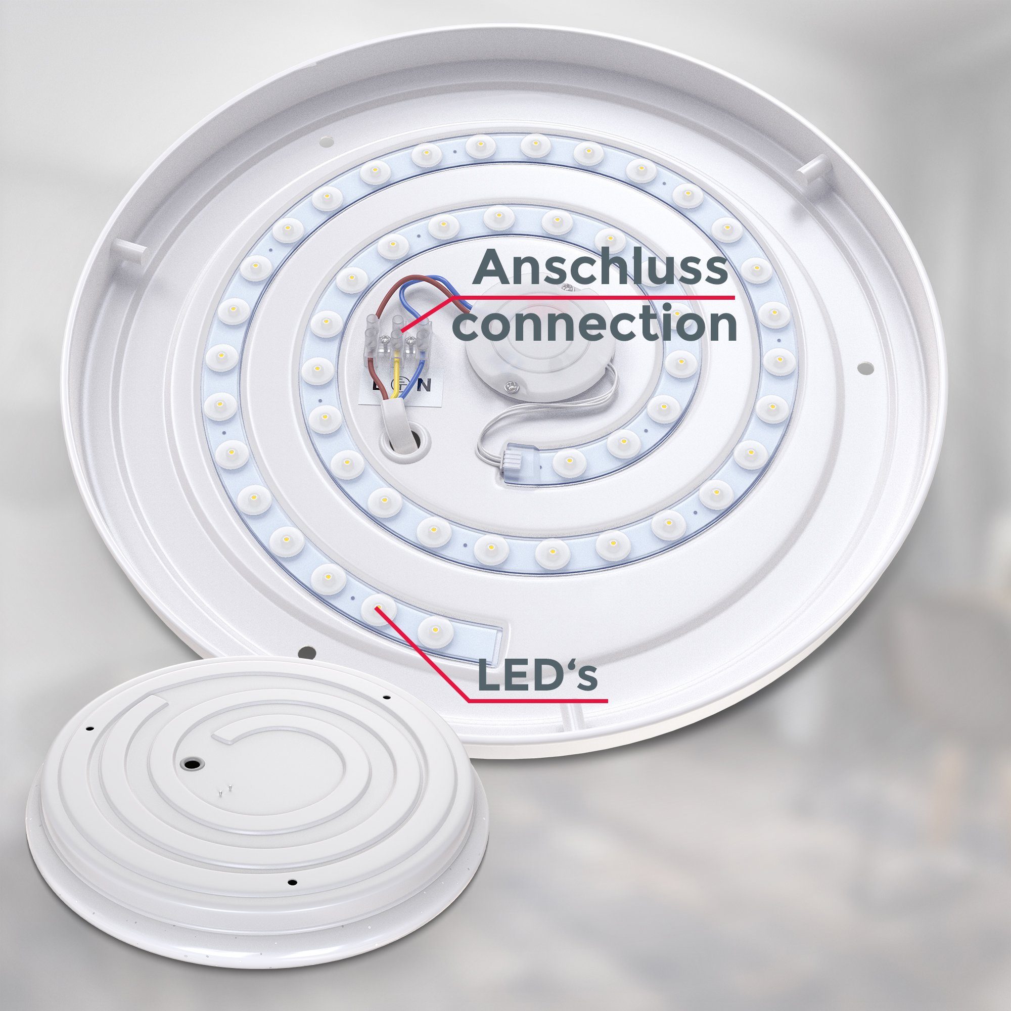 Fernbedienung, LED fest cm Sternenhimmel, B.K.Licht Fernbedienung, Deckenleuchte, über Deckenleuchte - LED Farbtemperatursteuerung CCT, CCT mit 17W, Ø33,8 Dimmbar, integriert, BK_DL1321 IR LED Nachtlichtfunktion,