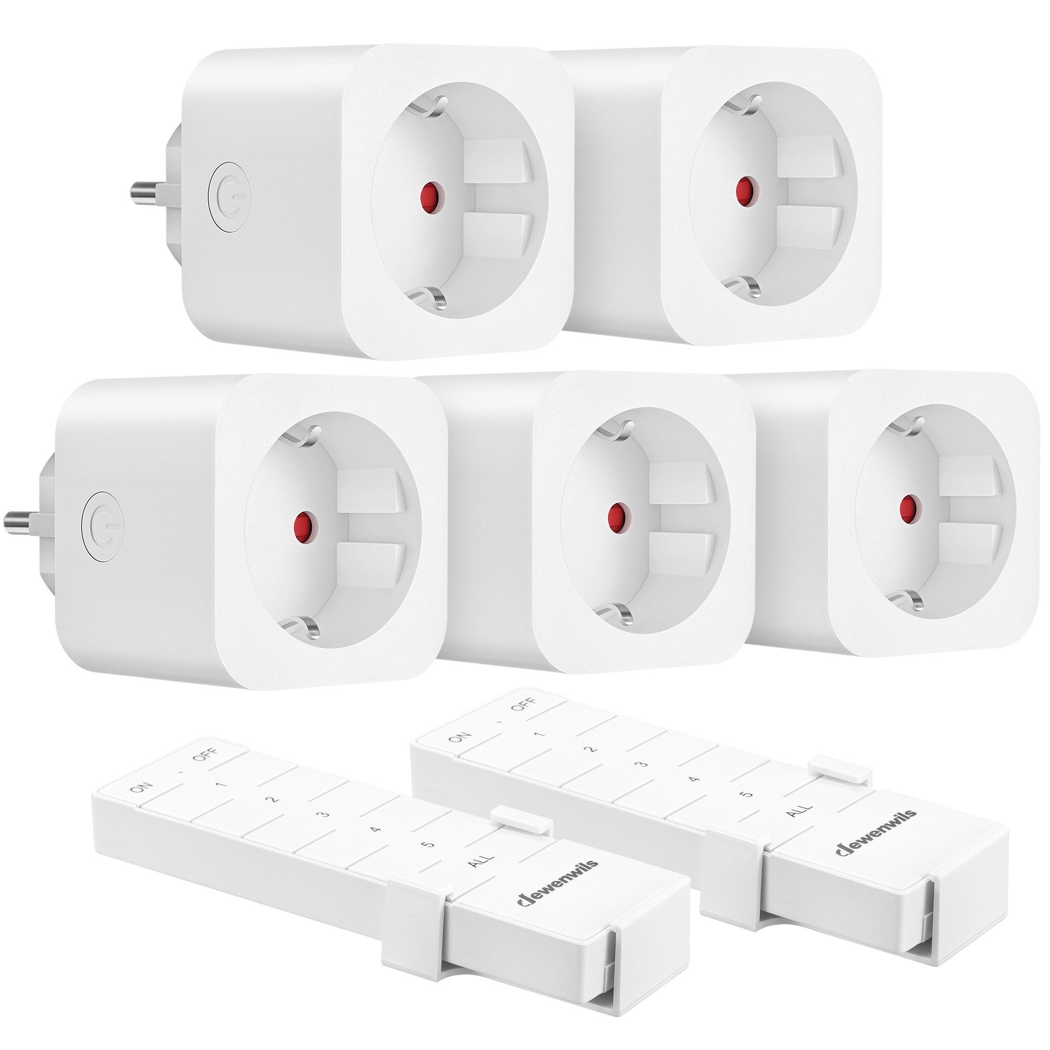 DEWENWILS Funksteckdose mit Fernbedienung, max. 3680 W, 5-St., Erweiterbarer Lichtschalter für Feiertagsdeko, 30M Reichweite