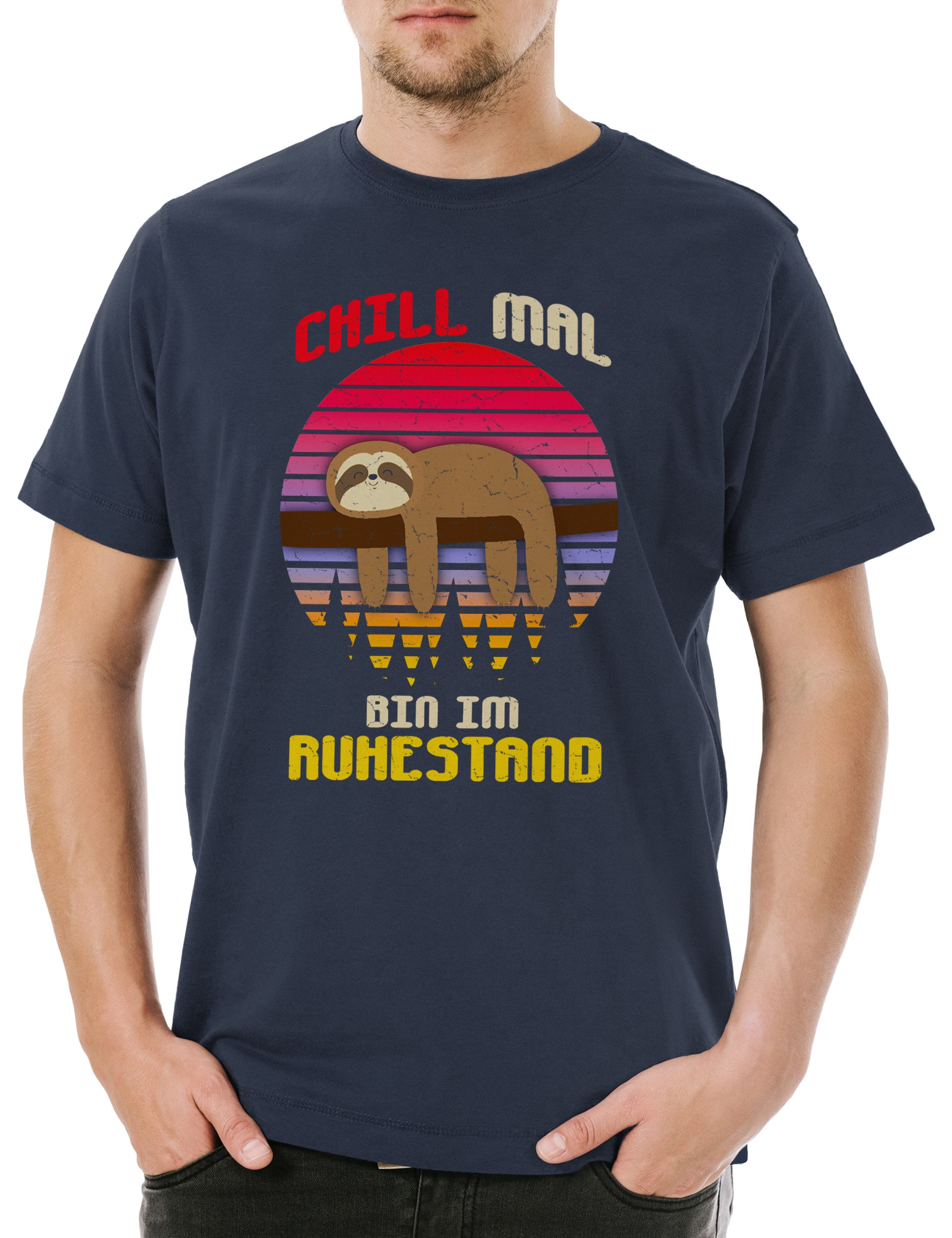Print-Shirt Ruhestand Faultier Herren T-Shirt Rente Pension Pensionär Zeit