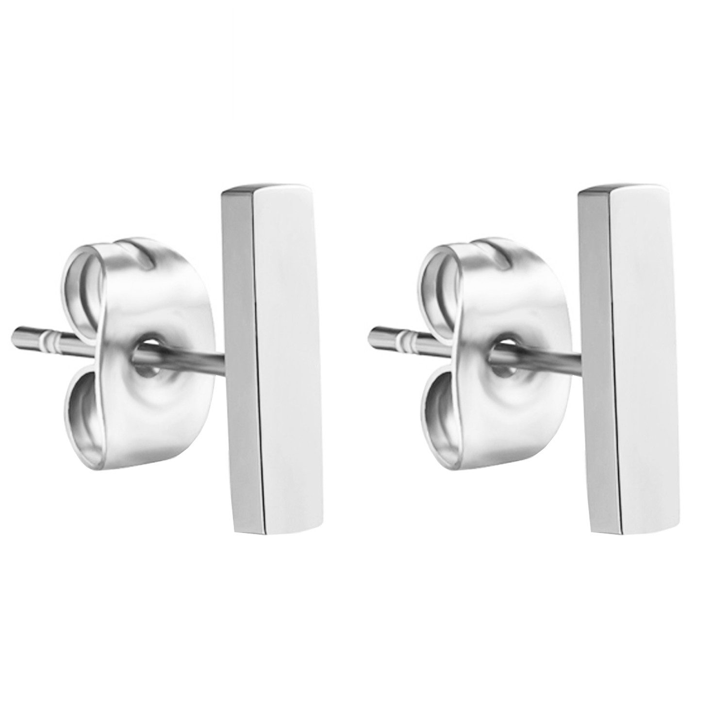 LÖB Paar Ohrstecker 750er Weißgold vergoldet Edelstahl Ohrringe Stab Linie günstig online kaufen