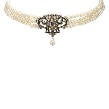 Alpenflüstern Collier Trachten-Perlen-Kropfkette Ophelia (creme-weiß), - nostalgische Trachtenkette, eleganter Damen-Trachtenschmuck, Dirndlkette
