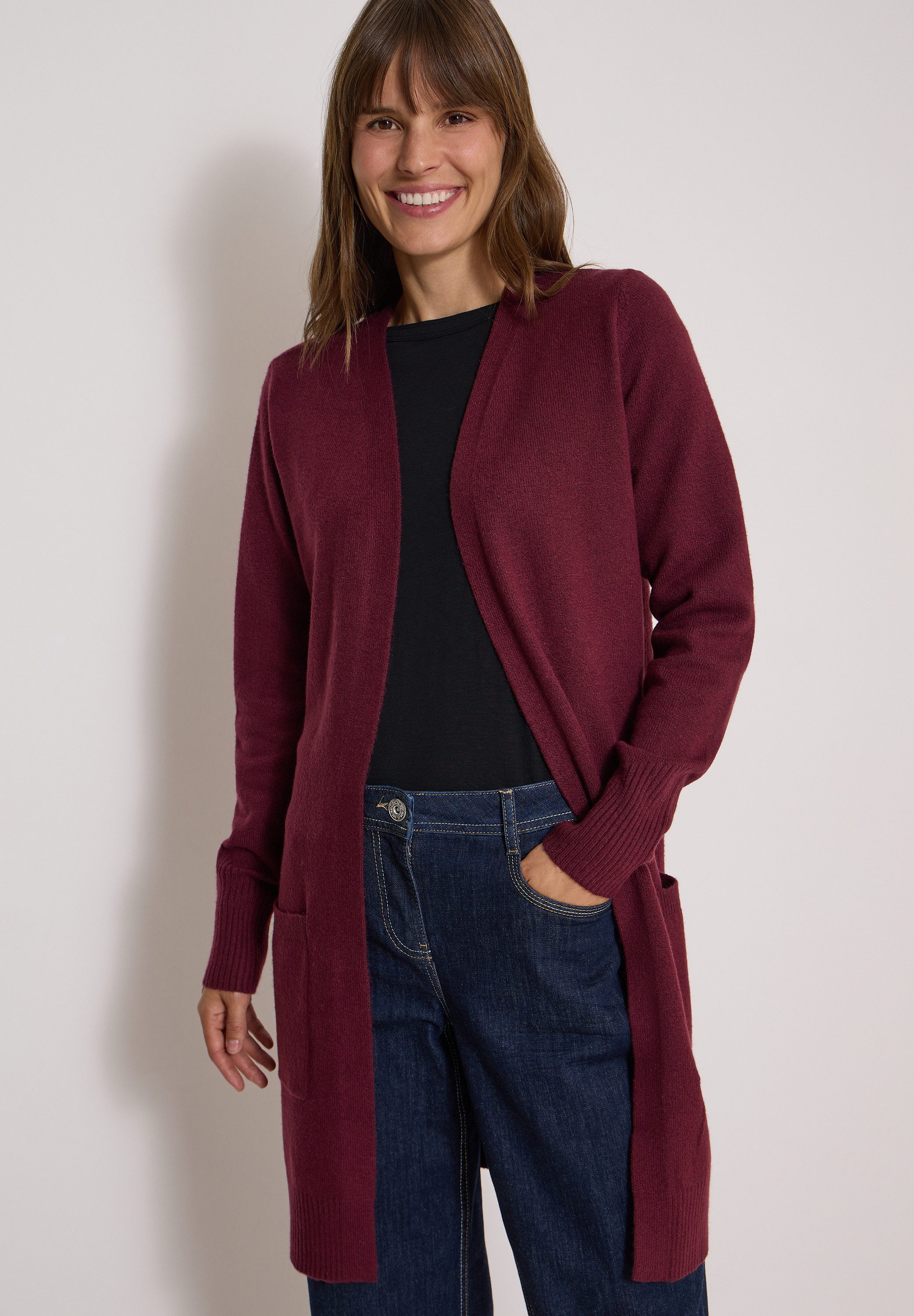 CECIL Longstrickjacke Langer Cardigan in offener Passform
