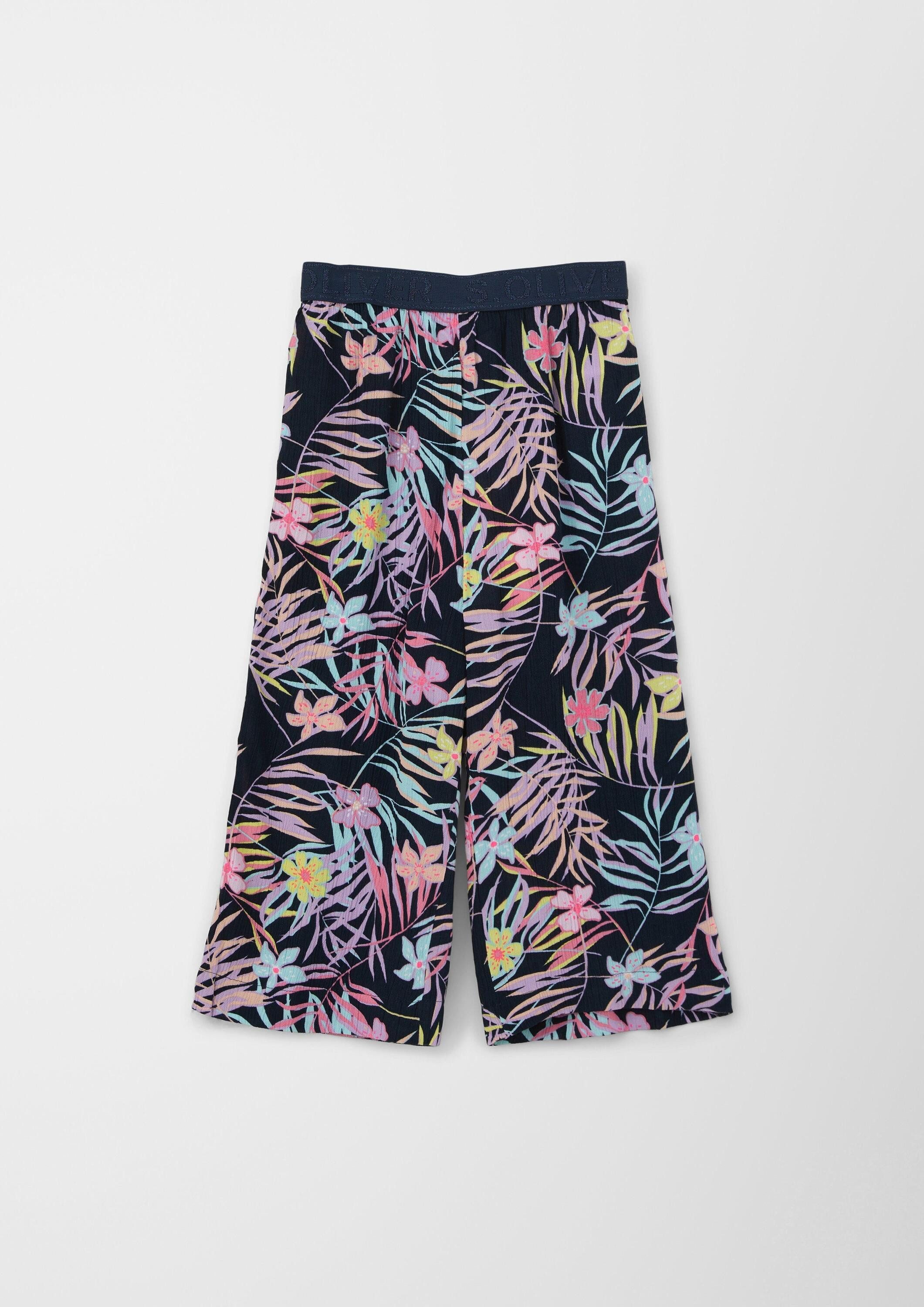 s.Oliver Chinos Hose Wide-Leg-Hose mit All-over-Print