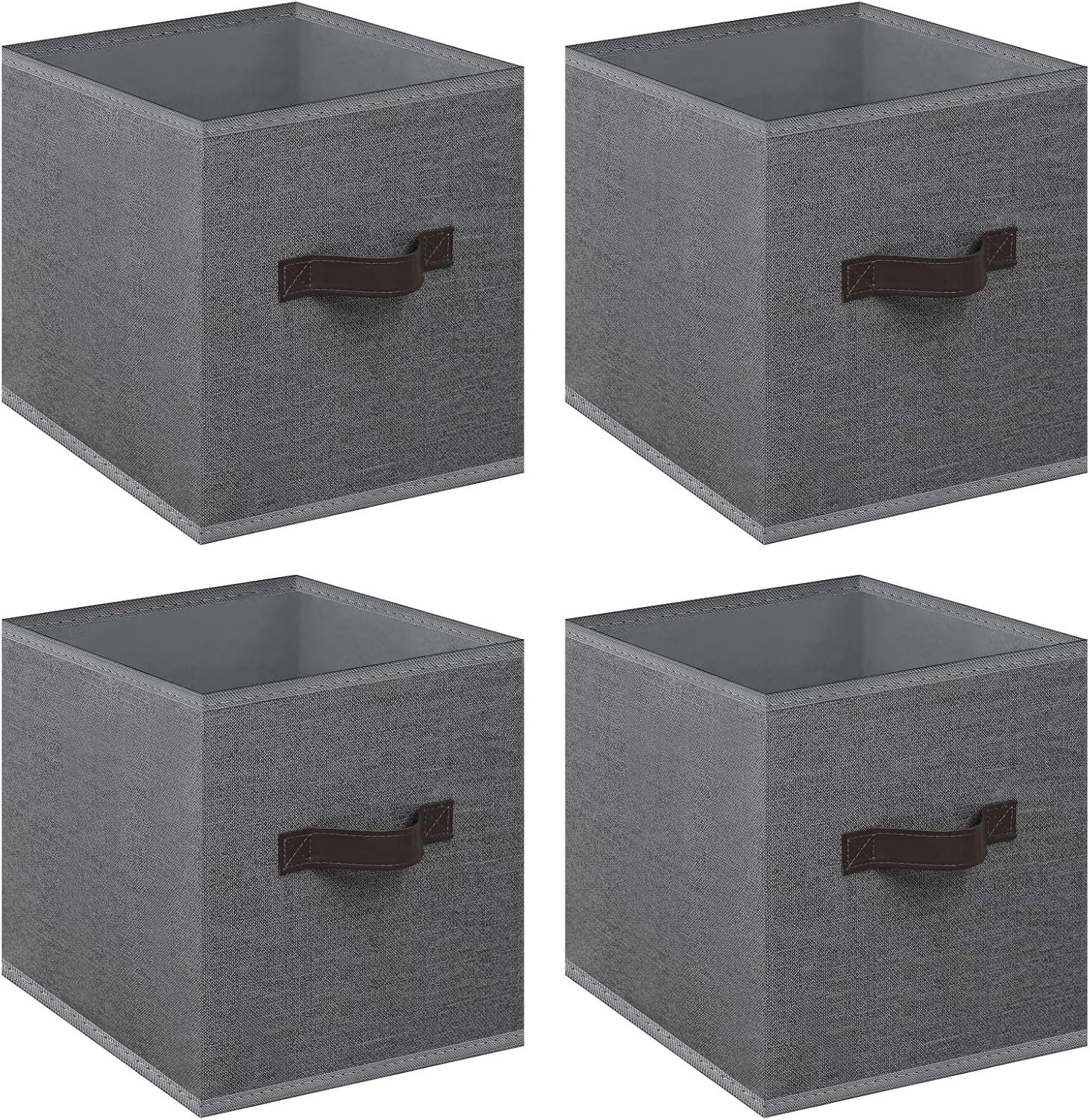 VEKROBOT Aufbewahrungsbox Faltbare Aufbewahrungsbox 4er Set mit Kunstledergriffen Zuhause Büro (4 St., 4er-Set), Offene faltbare Aufbewahrungsbox für Zuhause & Schubladen
