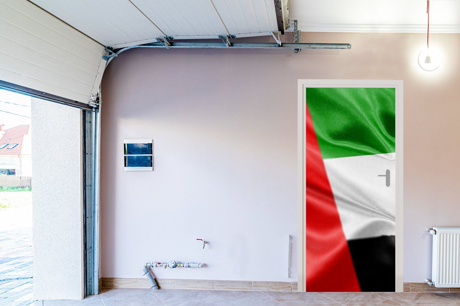 MuchoWow St), cm Emirate, der Türtapete (1 Tür, Vereinigten Fototapete Türaufkleber, für Matt, 75x205 Die Arabischen Flagge bedruckt,