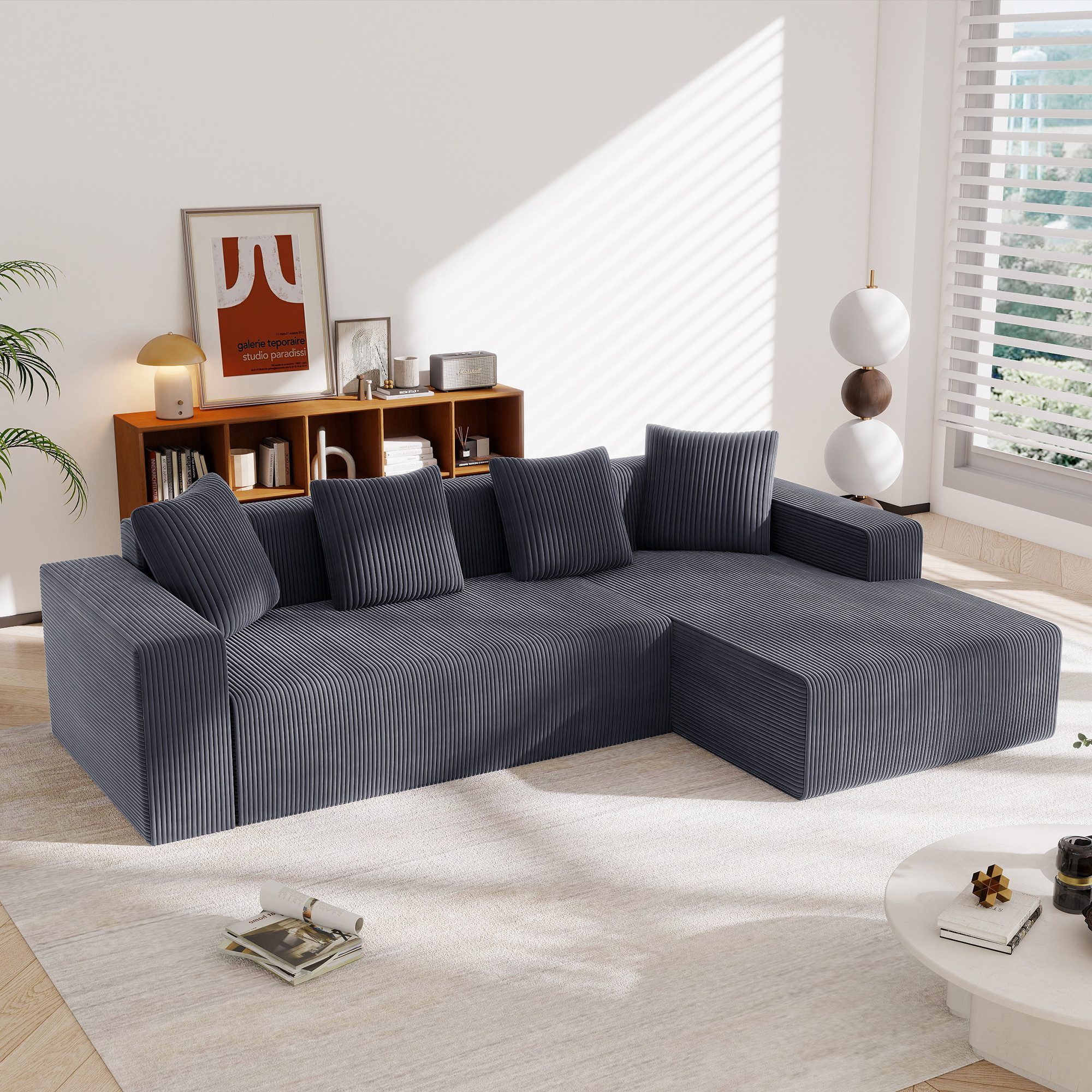 MODFU Sofa Cloud-Kombinationssofa mit L-Liegestühlen, Modulares Cloud-Kombinationssofa mit L-Liegestühlen, Memory-Schaum, Tiefes Sitzdesign für Wohnzimmer & Schlafzimmer, Frei kombinierbar, Ideal für Paare & Familien, mit Relaxfunktion