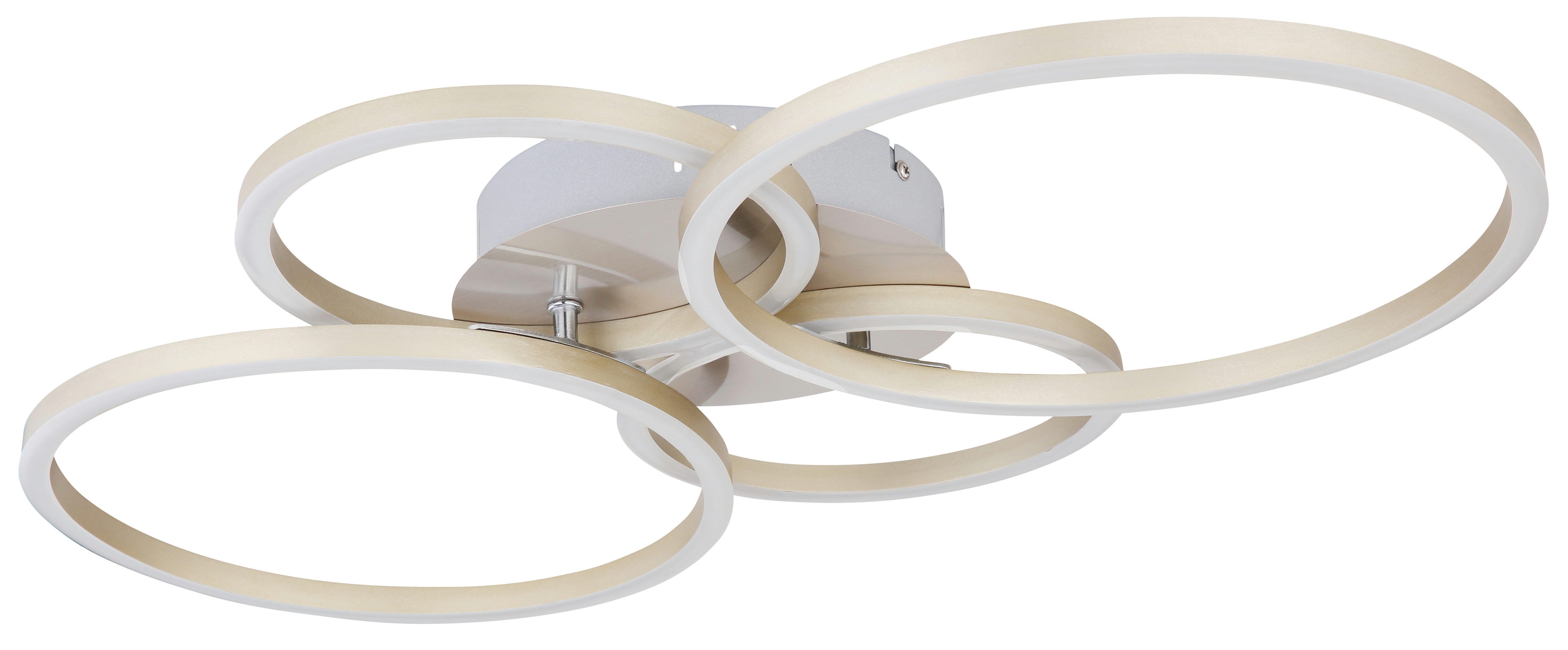 GLOBO LIGHTING Deckenleuchte KENDY, LED fest integriert, Warmweiß, Deckenleuchte Nickel, Opal, Ring-DM, LED 40W