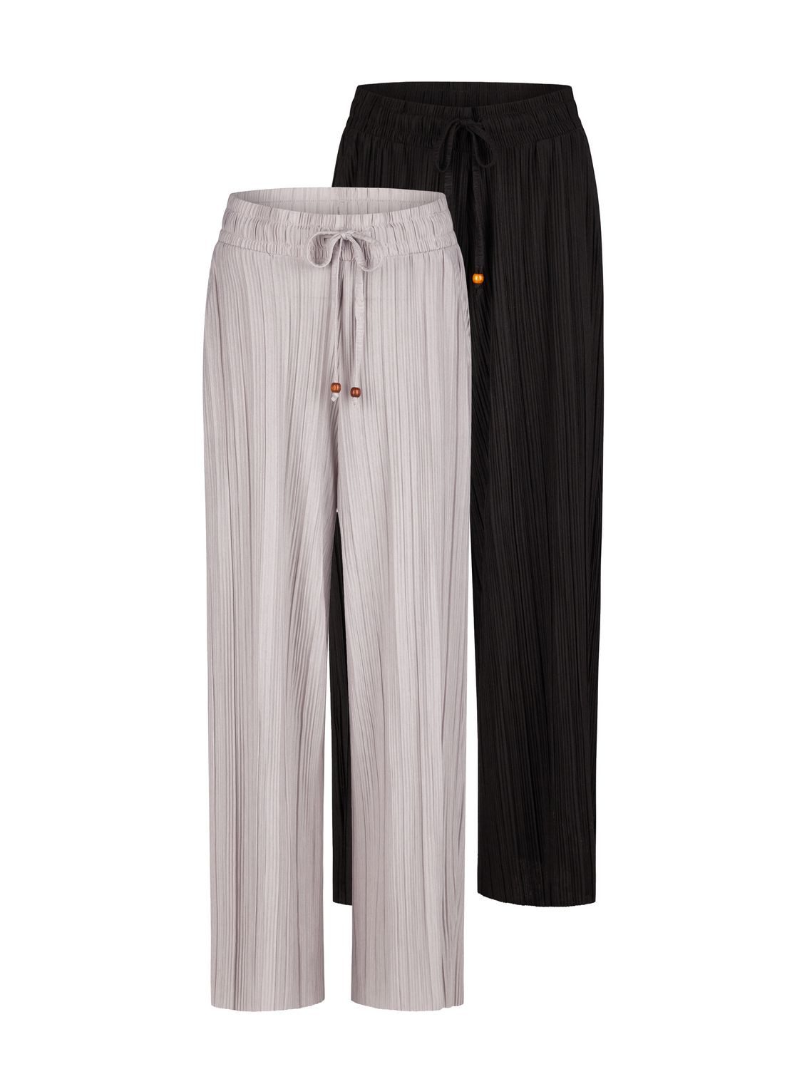 DENIMFY Chinohose Damen Palazzo Hose DFBrenda 2er Loose Fit (Vorteilspack) 7/8 Culotte mit Taschen