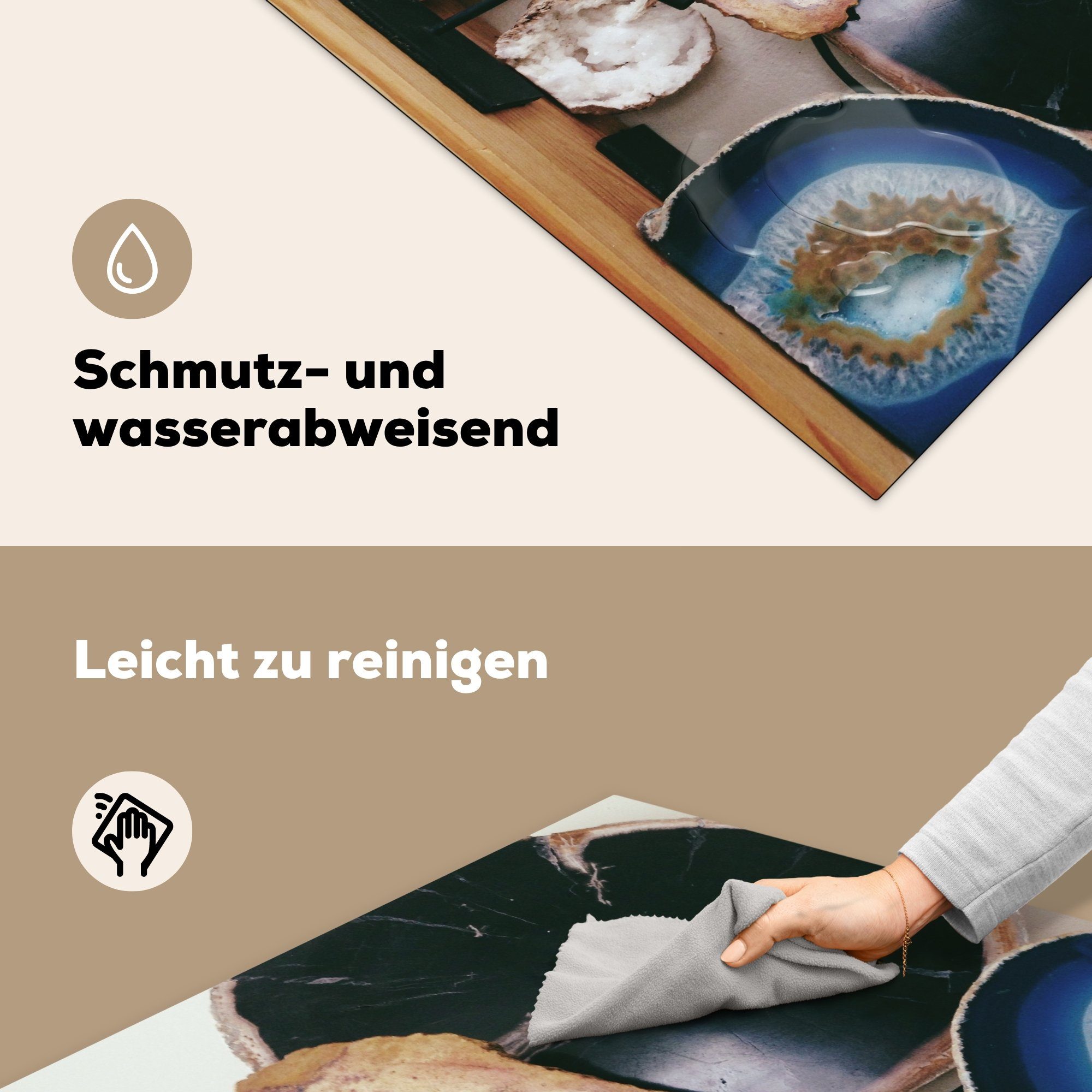 78x78 einem auf Arbeitsplatte küche Herdblende-/Abdeckplatte (1 Ceranfeldabdeckung, für tlg), Achat-Sammlung Schreibtisch, Vinyl, MuchoWow cm,