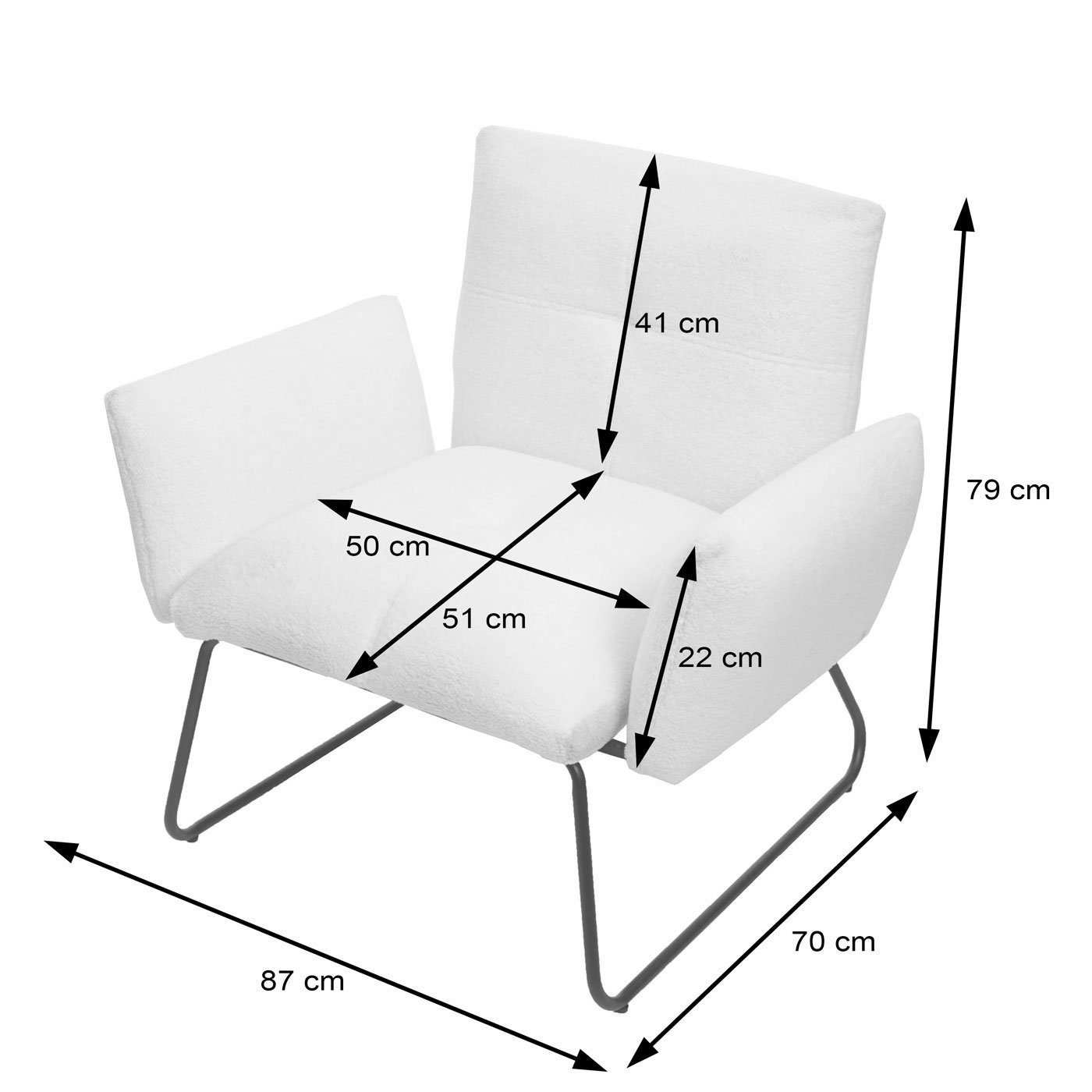 MCW Loungesessel MCW-K34, breite weiß Moderner Lounge-Stil Sitzfläche, Extra
