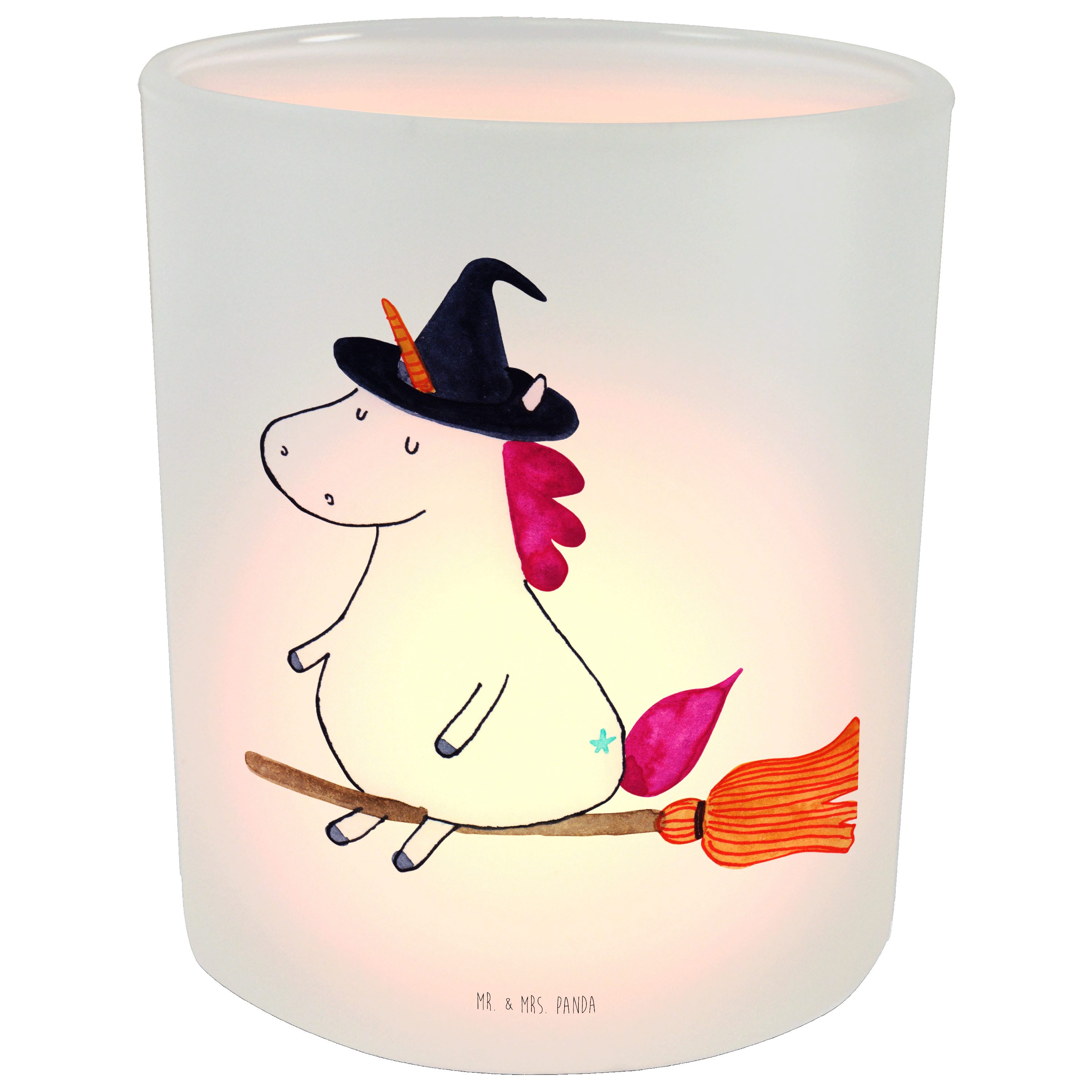 Mr. & Mrs. Panda Windlicht Einhorn Hexe - Transparent - Geschenk, Teufel, Teelichthalter, Pegasu (1 St)