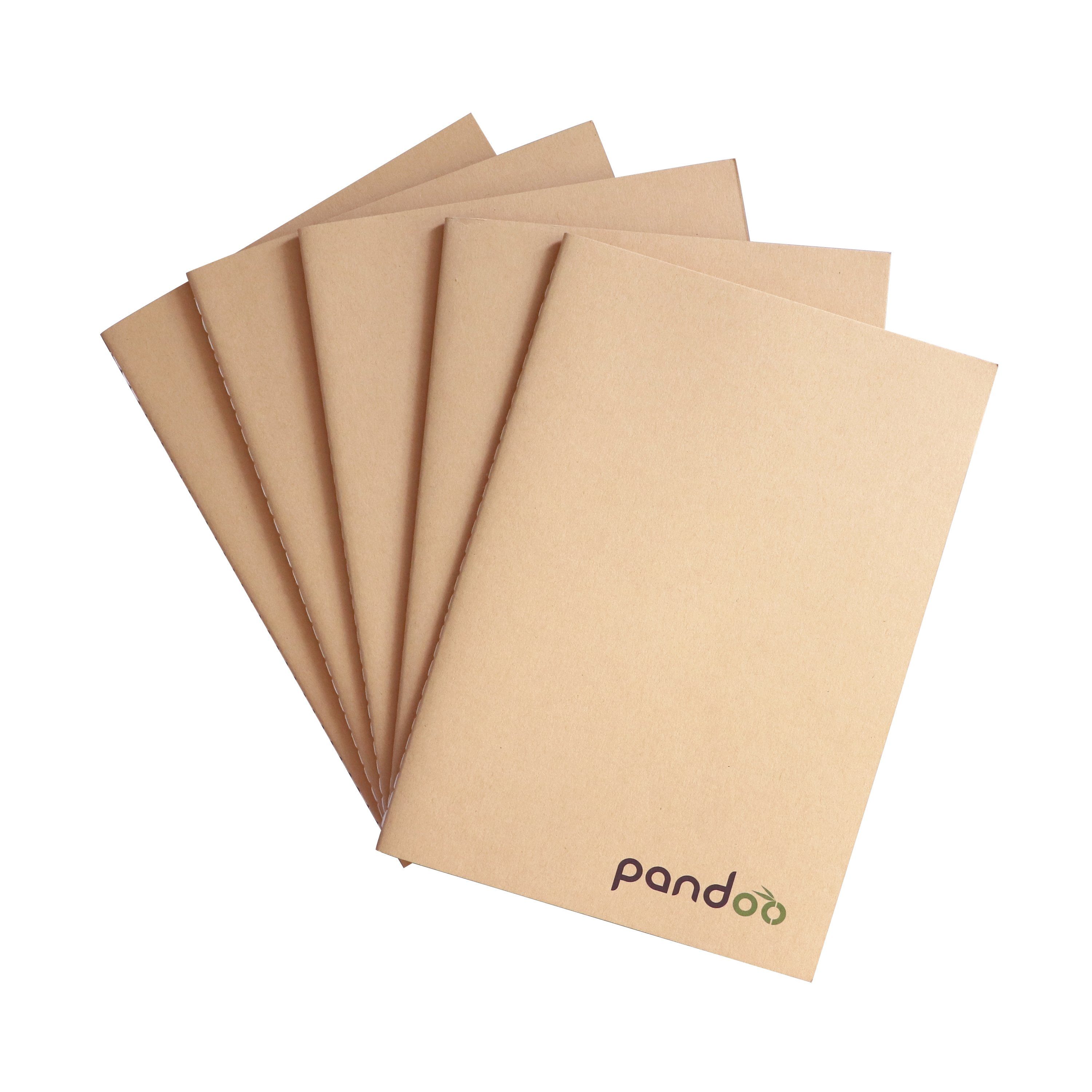pandoo Notizheft 5 Notizhefte aus 100% Bambuszellstoff, A4 und A5 Format
