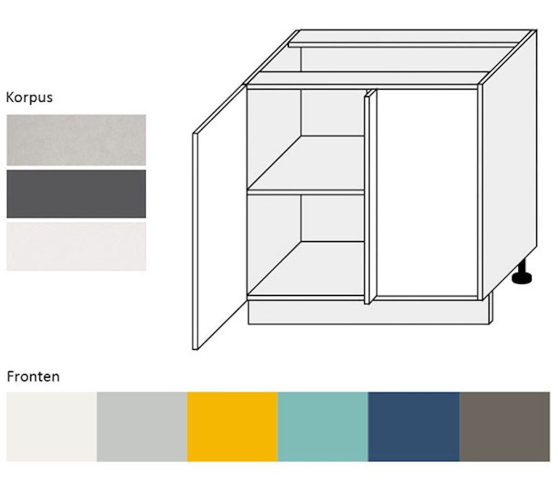 Napoli rapsgelb Hochglanz Unterschrank Ausführung & Feldmann-Wohnen wählbar RAL Korpusfarbe (Napoli) grifflos Front-, 1-türig 90cm 1021