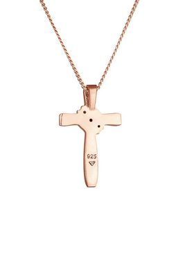 Elli Kette mit Anhänger Kreuz Modern mit Kristalle 925 Silber, Kreuz