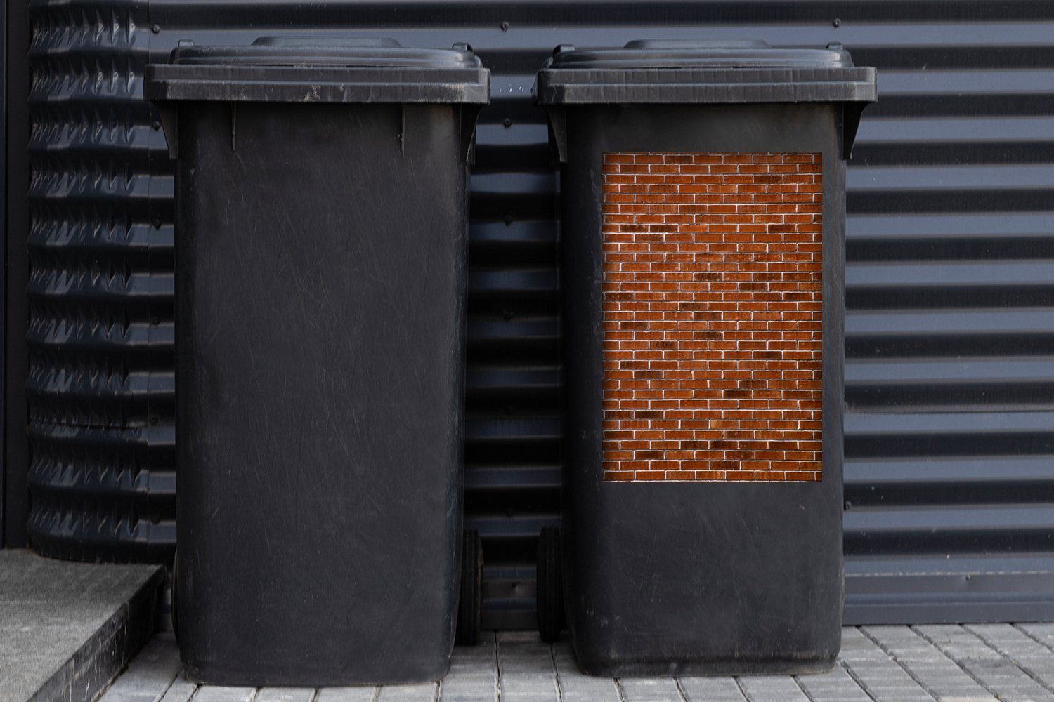 Mülltonne, (1 Container, Wand MuchoWow Ziegel Abfalbehälter Muster St), - Mülleimer-aufkleber, Sticker, Wandsticker -