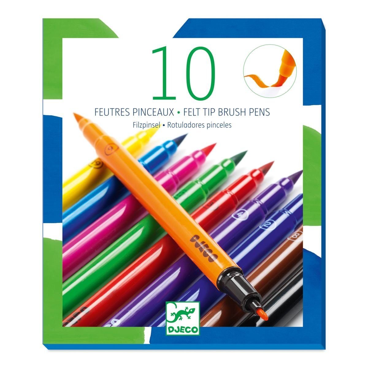 DJECO Malstift 10 Filzstifte Klassik Filzpinsel