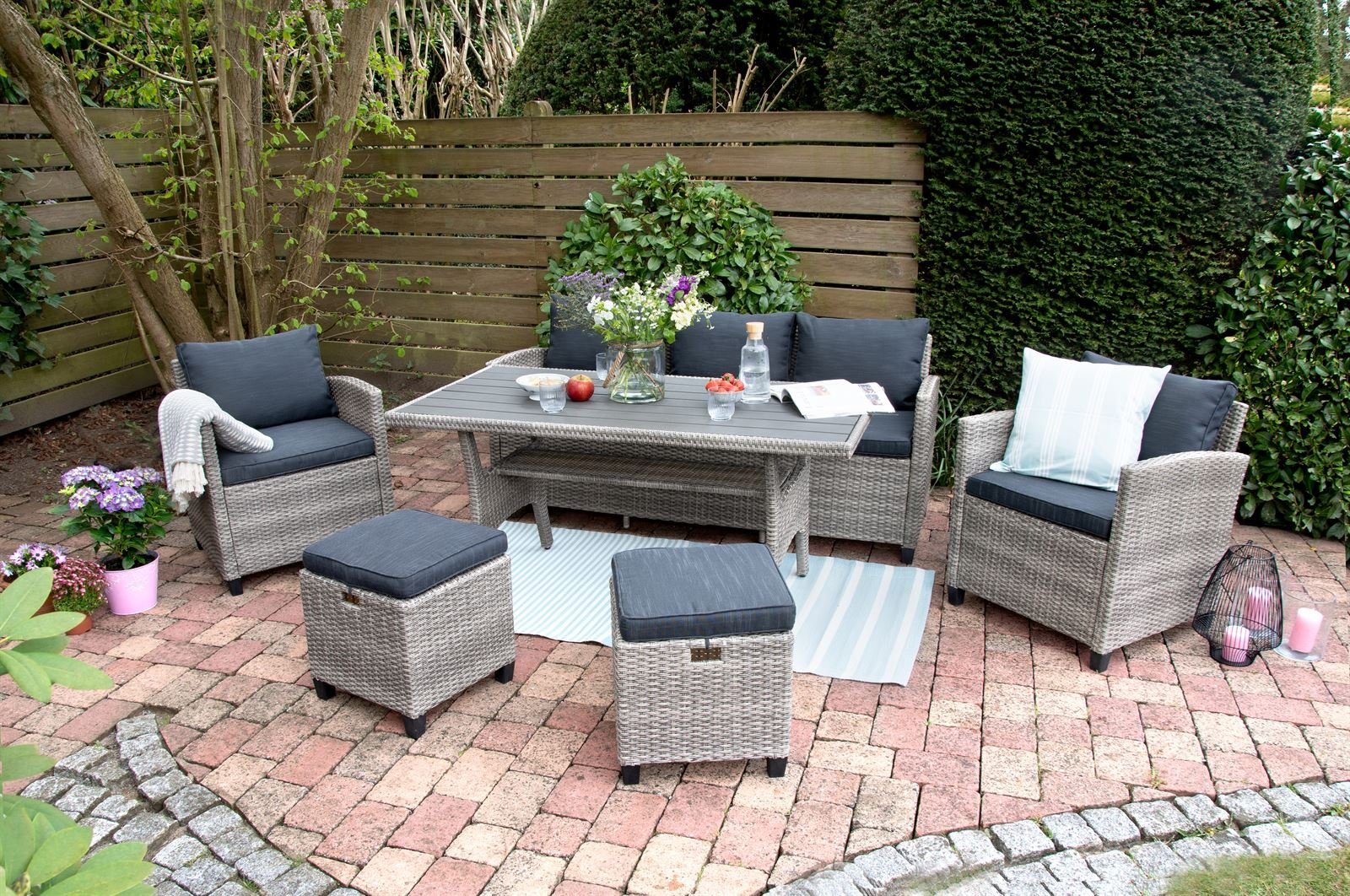 Villa Hauswerk GartenloungeSet Brescia II Grau, Polyrattan