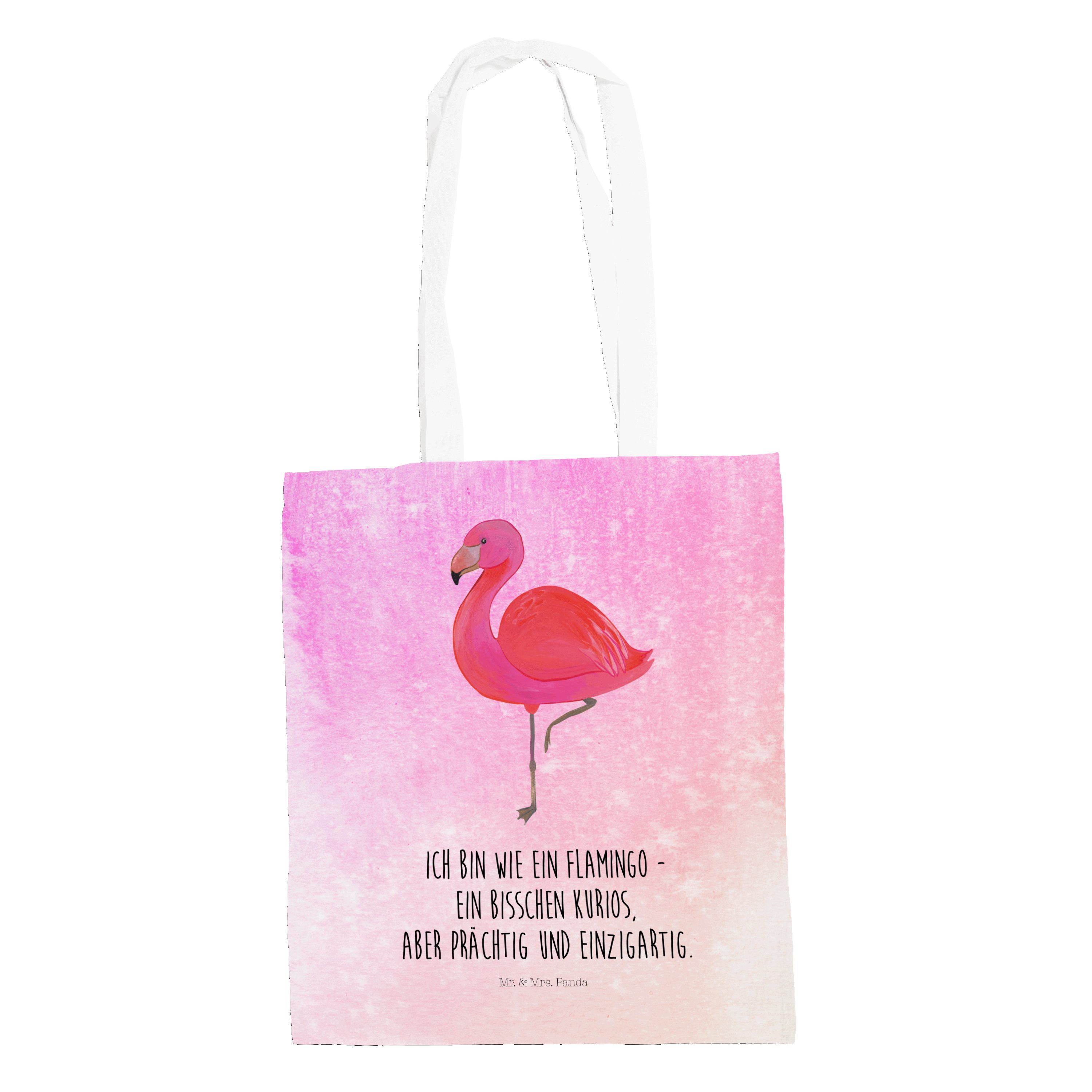 & - Flamingo Mr. classic Geschenk, (1-tlg) Aquarell Beuteltasch Pink Außenseiter, Mrs. Tragetasche Panda -