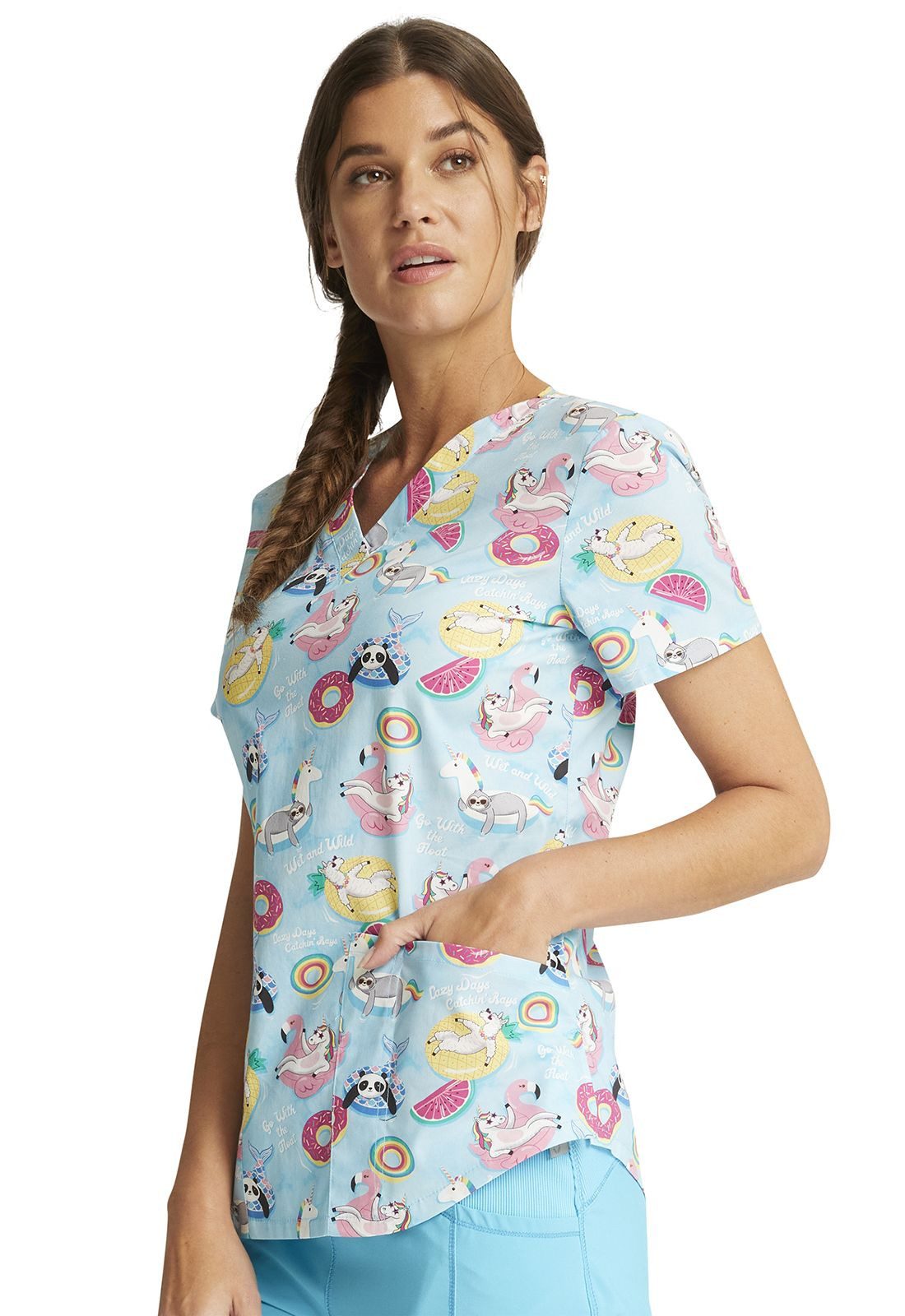 Cherokee Funktionsbluse Bunt bedruckter Damen Kasack "go with the float" Kasack mit Motiv