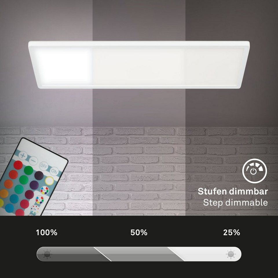 Briloner Leuchten LED Panel 7404016 SLIM, LED fest integriert, Farbwechsler,  Kaltweiß, Neutralweiß, Tageslichtweiß, Warmweiß, Deckenlampe, 58x20x3cm,  Weiß, 22W, Wohnzimmer, Schlafzimmer, Küche