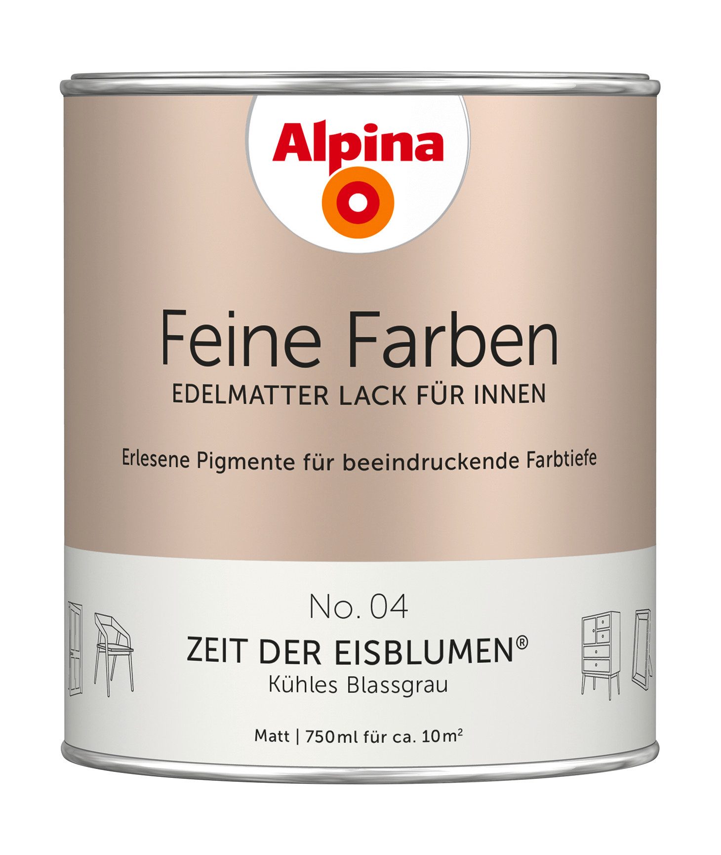 Alpina Lack Alpina Feine Farben Lack edelmatt 750ml - Farbfamilie Grau