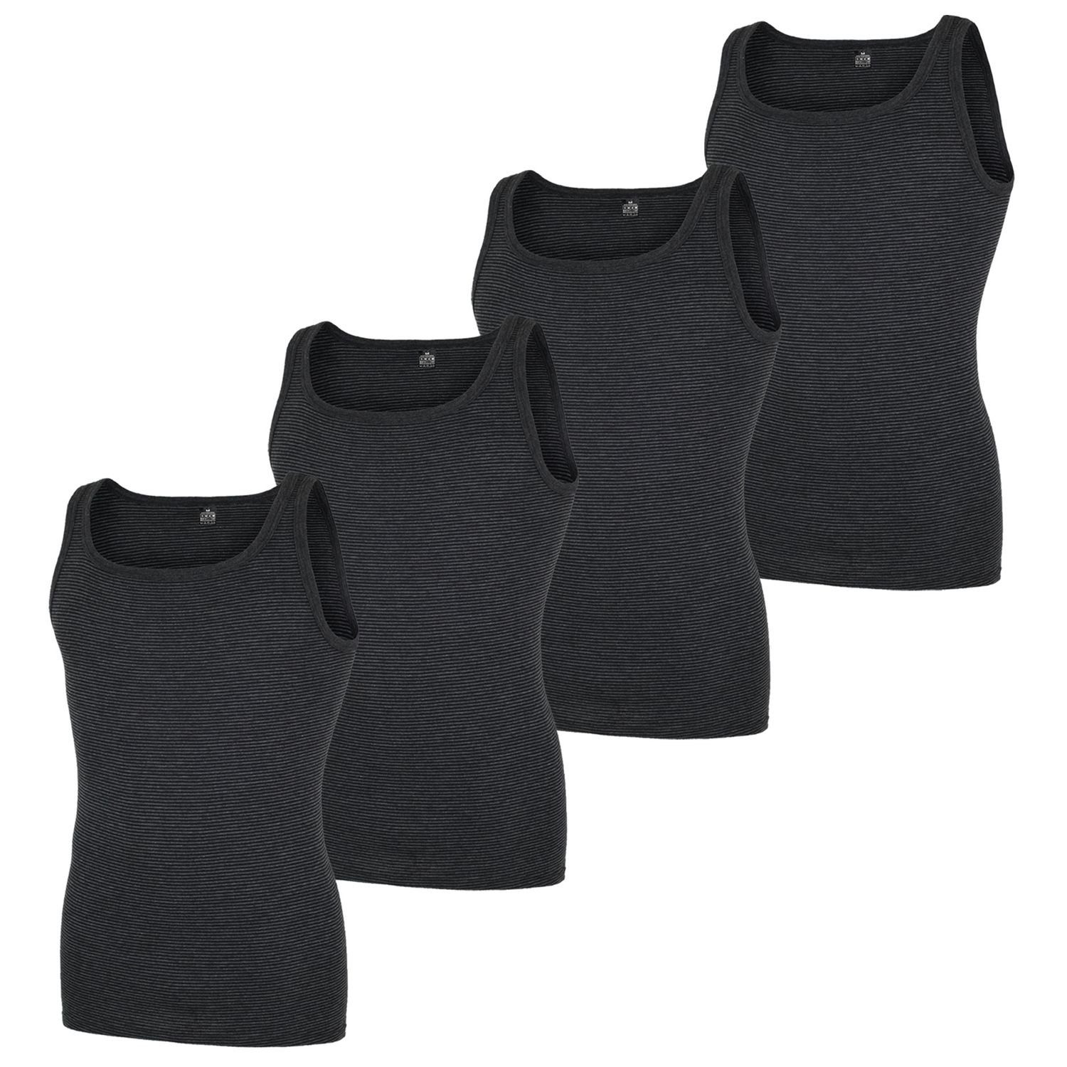 GÖTZBURG Unterhemd (Mehrpack, 4-St., 4 Stück) fein geringeltes Muster, keine Seitennähte, pflegeleicht (4er Pack) Anthrazit | Unterhemden