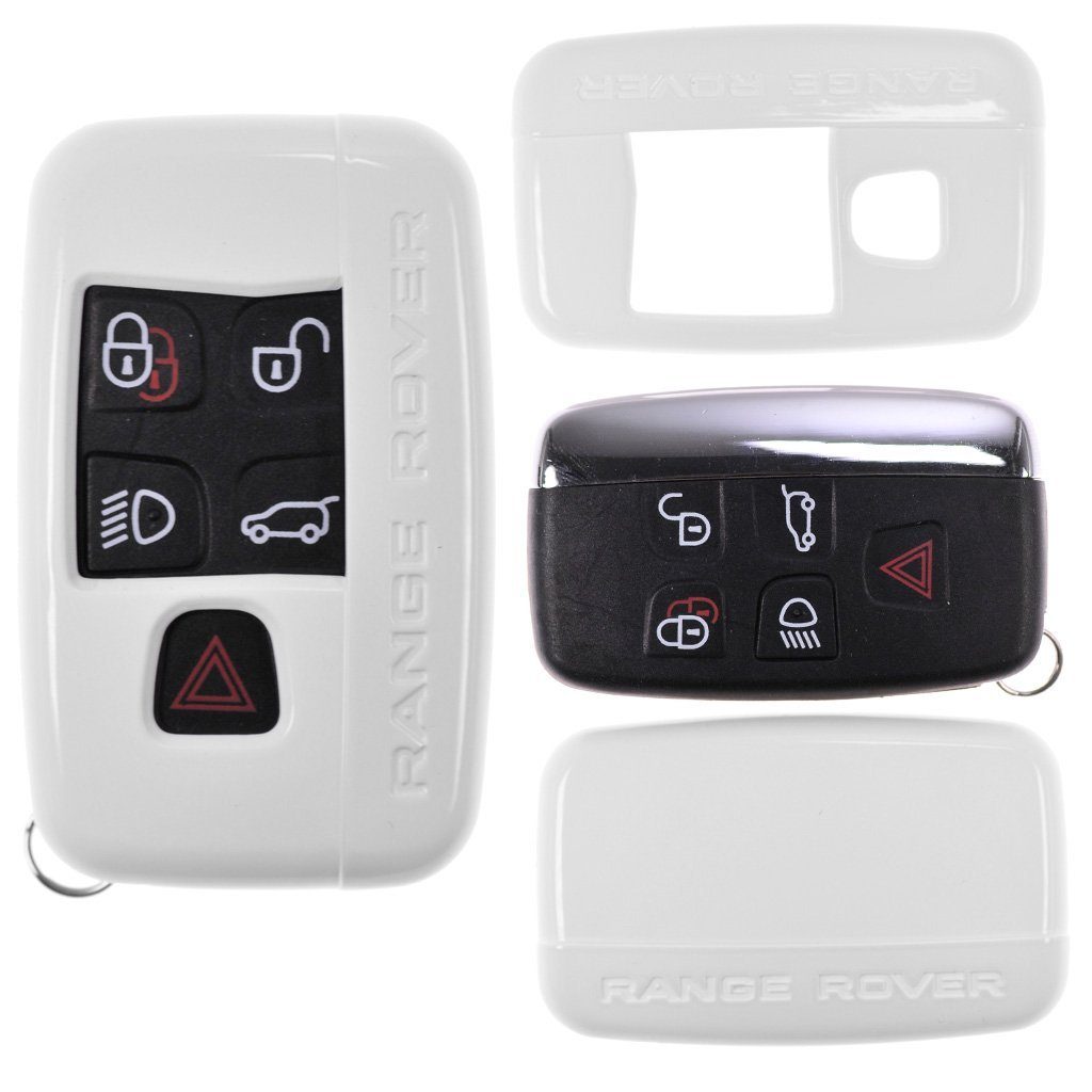 mt-key Schlüsseltasche Autoschlüssel für Weiß, Rover Hardcover Range Evoque SMARTKEY Rover Schutzhülle KEYLESS Land