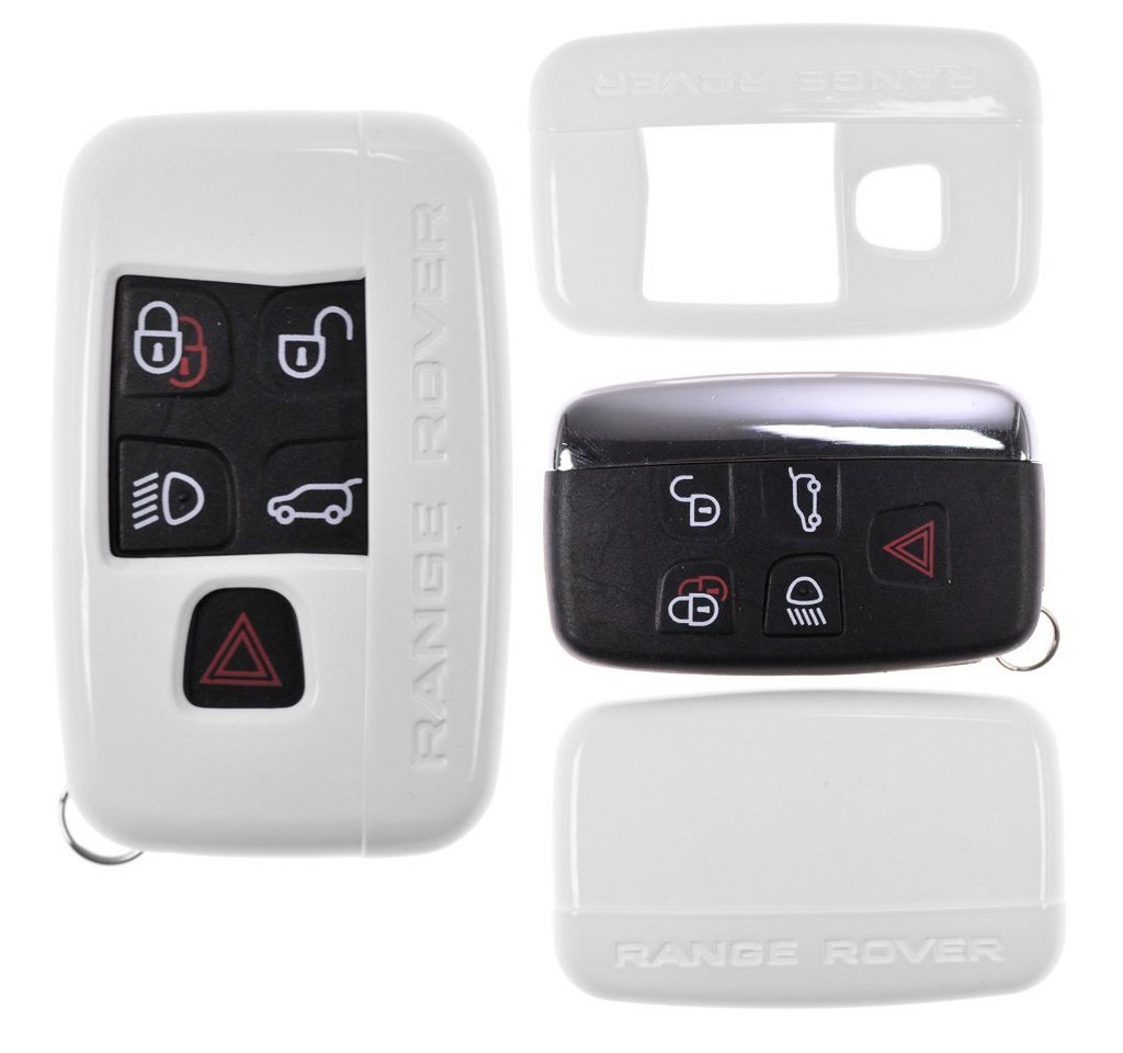 mt-key Schlüsseltasche Autoschlüssel Hardcover Schutzhülle Weiß, Land Rover Range Rover Evoque KEYLESS SMARTKEY