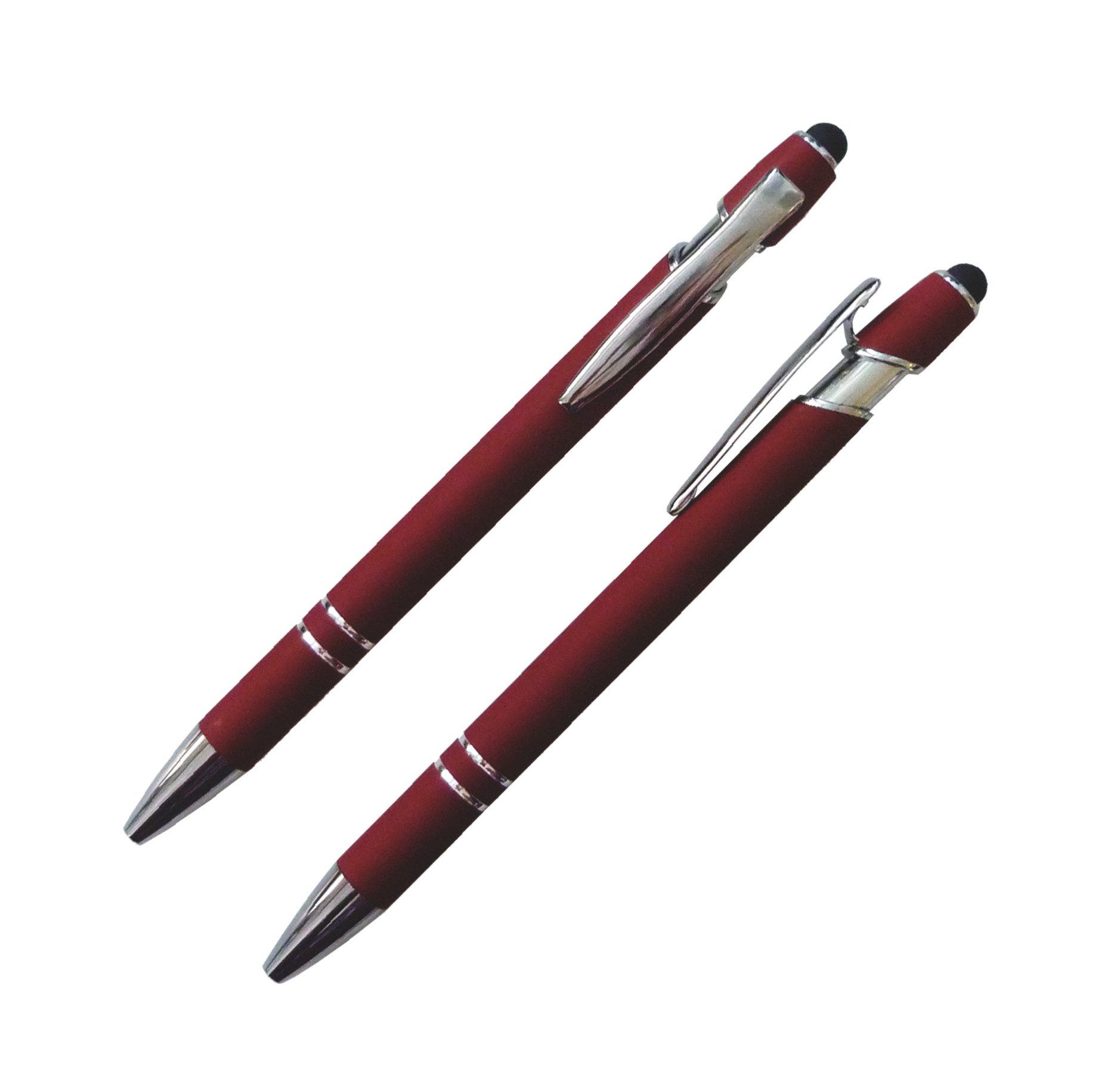 Best Offer Kugelschreiber Touchpen-Kugelschreiber aus Metall / gummiert / Farbe: rot