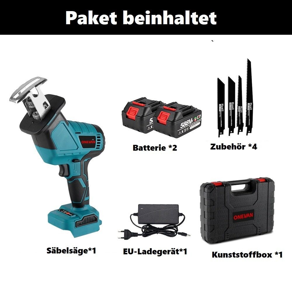 ONEVAN Akku-Säbelsäge 4800 SPM – Bürstenlose Reciprosäge günstig online kaufen