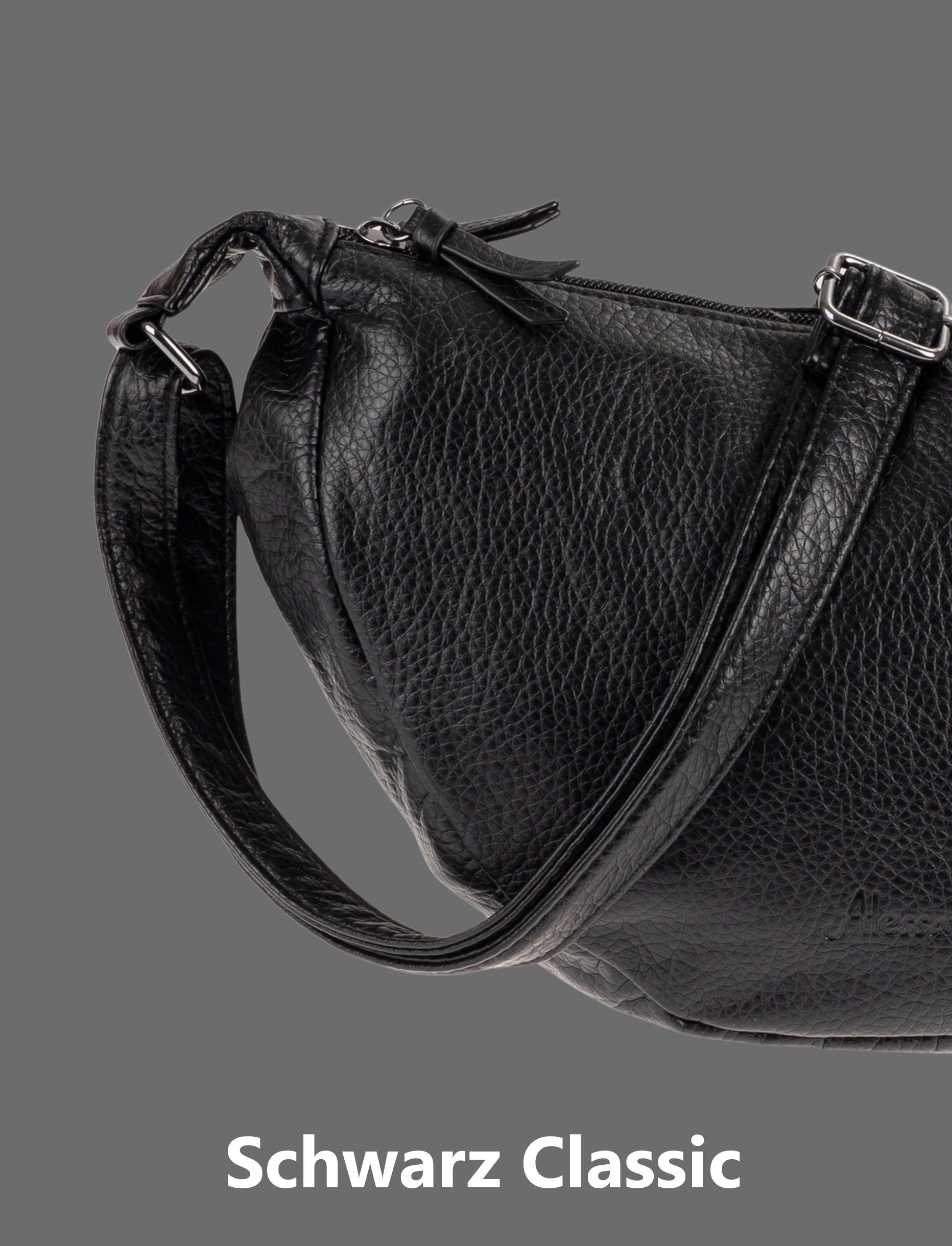 Alessandro Salvatore Handtasche Damen Schultertasche Halbmond Form Umhängetasche – Bild 3 von 5