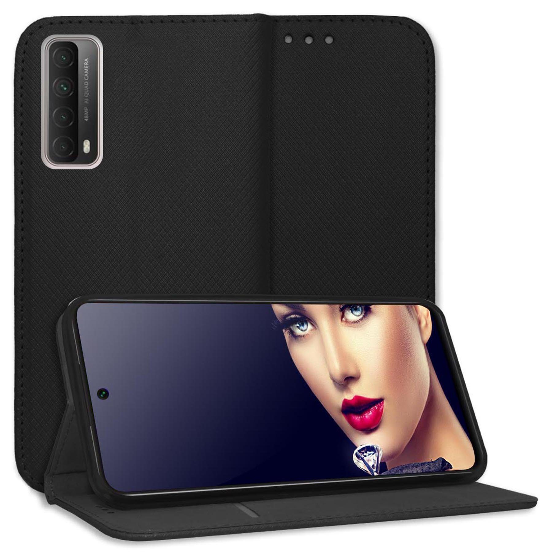mtb more energy Smartphone-Hülle Smart Magnet für Huawei P smart 2021, Schwarz, Bookstyle Klapphülle Cover Wallet Case aus Kunstleder