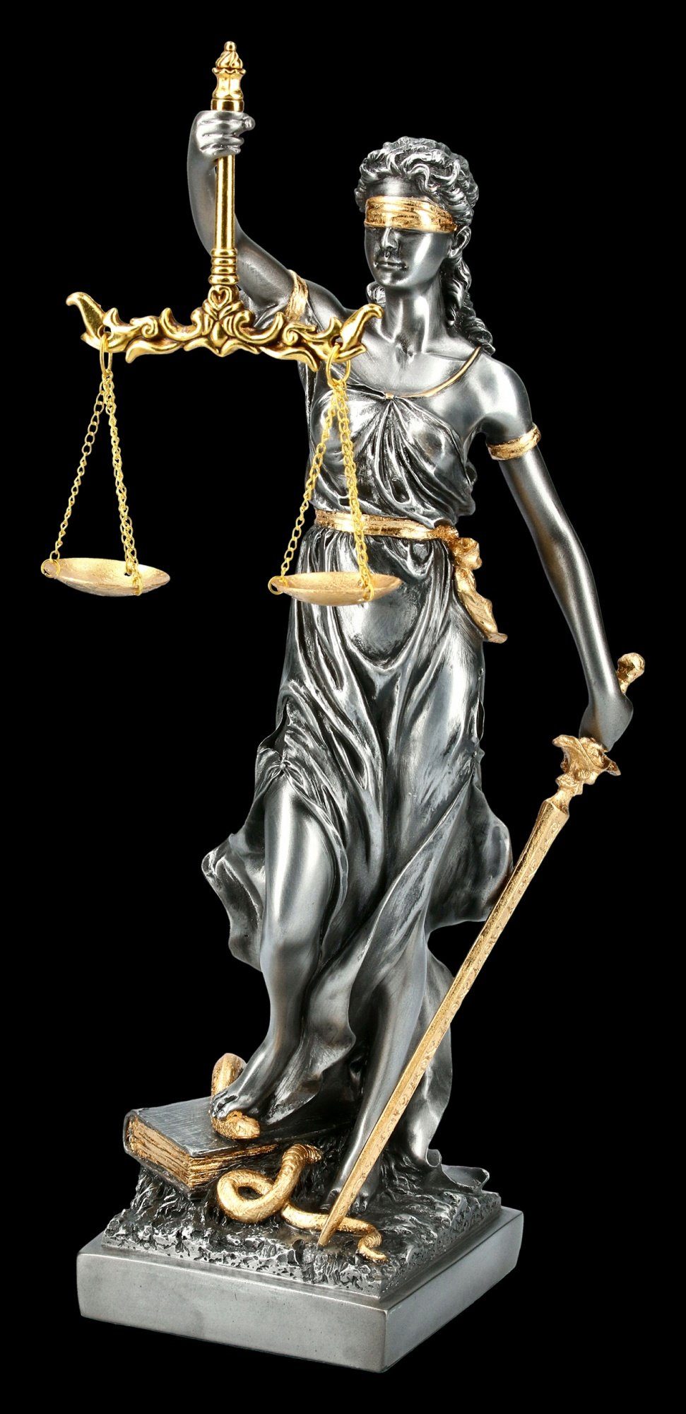 Figuren Shop GmbH Dekofigur Mittlere Justitia Figur - Göttin der Gerechtigkeit - silber gold - Veronese Deko Dike