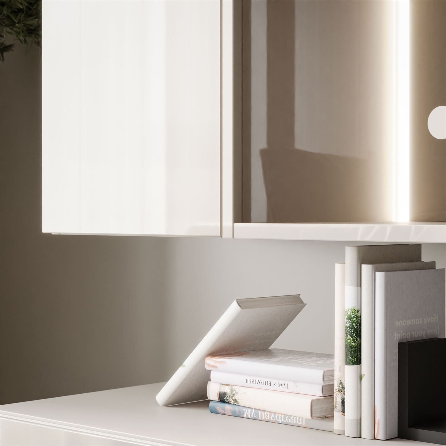 Lookway Wohnwand Hängende CARMEN II mit LED-Beleuchtung, Fronten in Hochglanz, Breite: 2x125 cm Höhe: 27 cm Tiefe: 40 cm – Bild 5 von 5